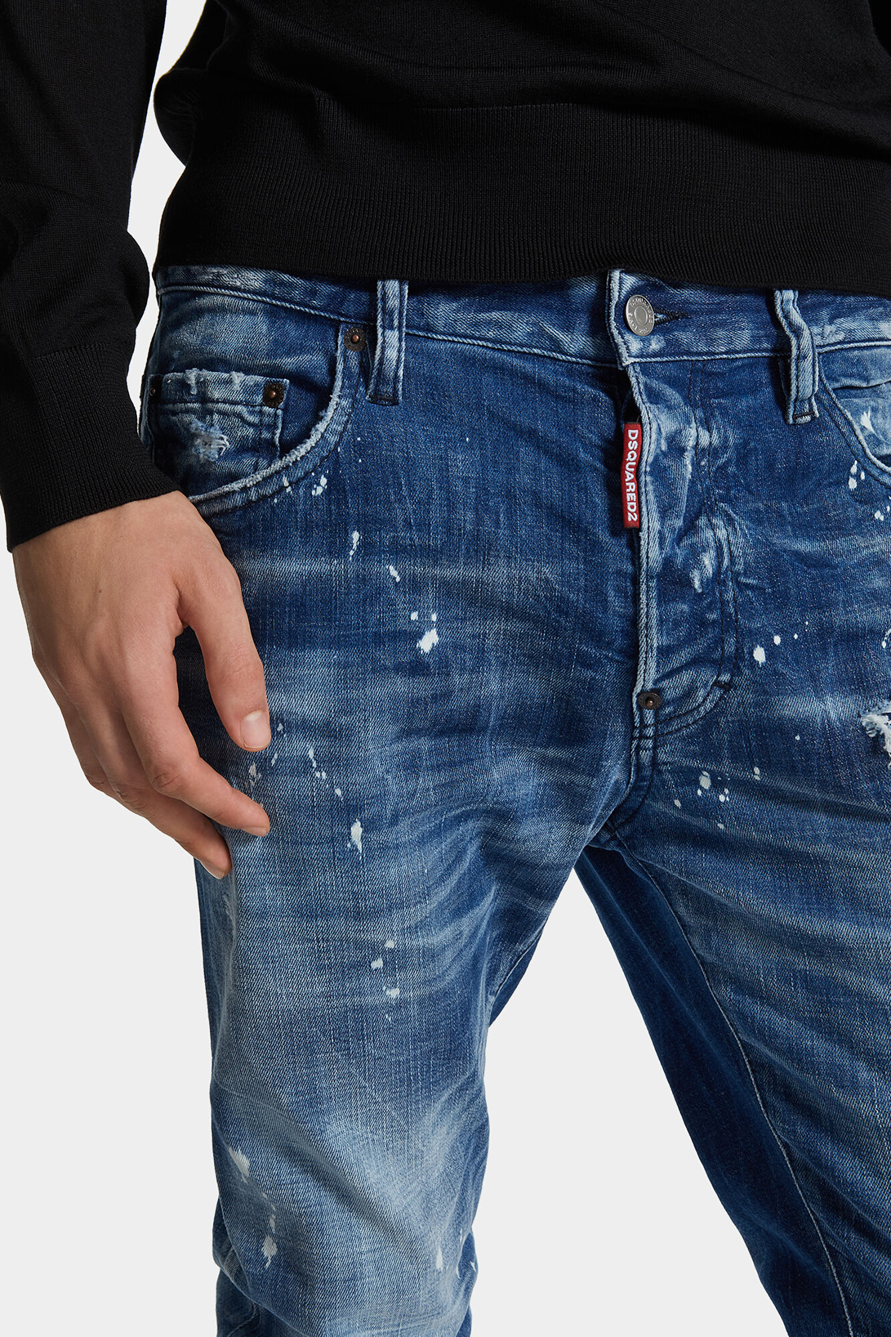 DSQUARED2 Medium Filo Blu Wash Cotton Stretch Denim Skater Jeans DSQUARED2 Medium Filo Blu Wash Cotton Stretch Denim Skater Jeans