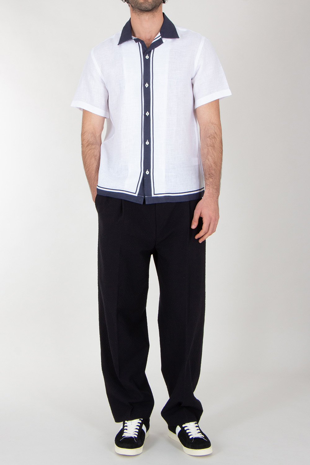 VAN LAAK Linen Short Sleeve Bowling Shirt 