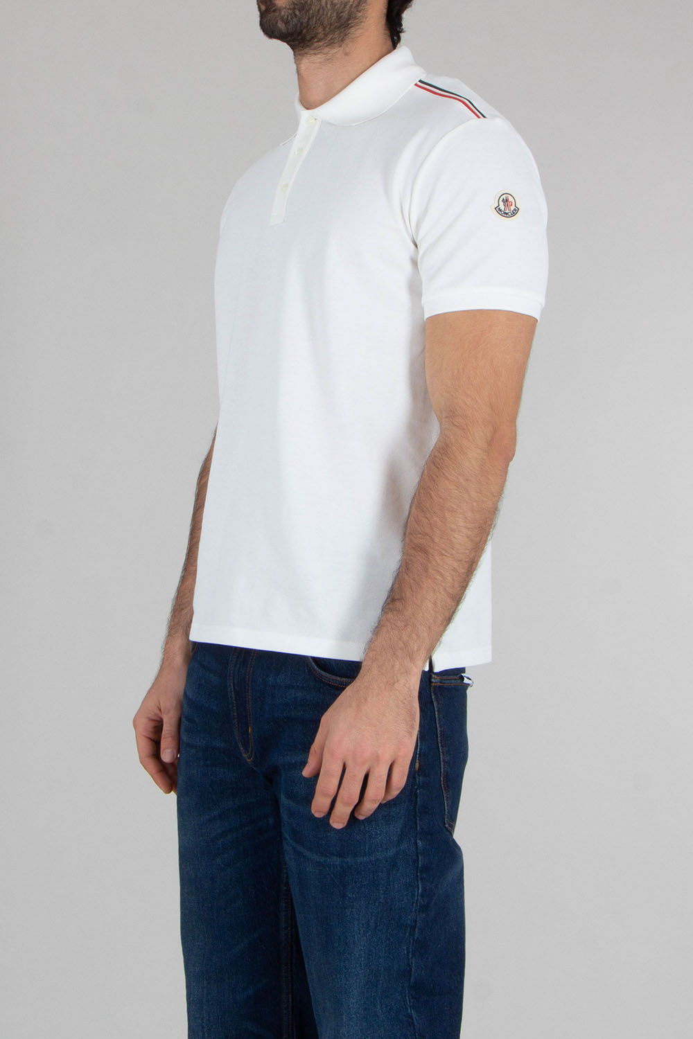 MONCLER Regular Fit Silicone Trim Cotton Piqué Polo Shirt