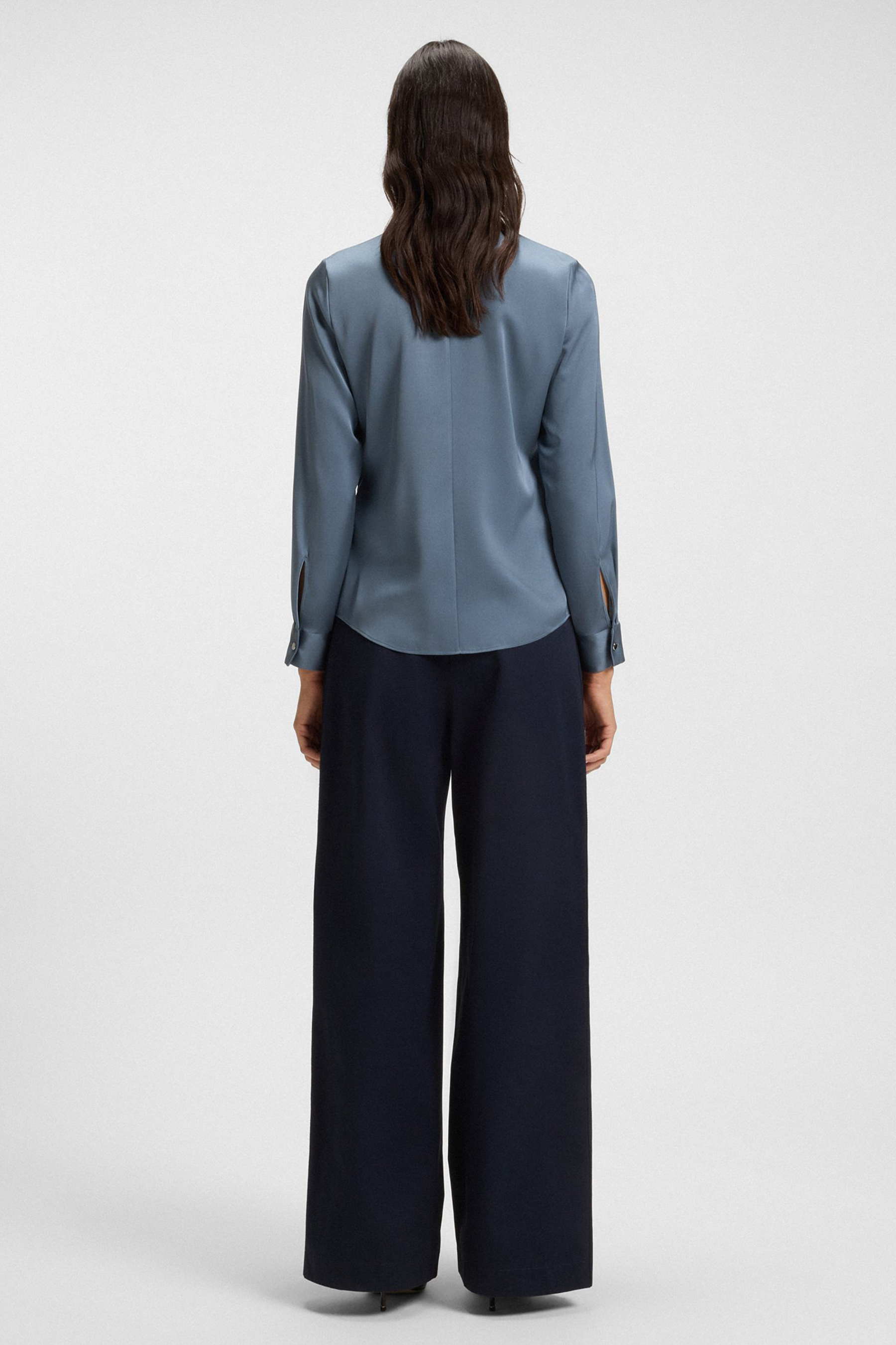 BOSS Regular Fit Stretch Silk Blouse Banorah Hosen, Bluse, Anzug, Langarm, Person
