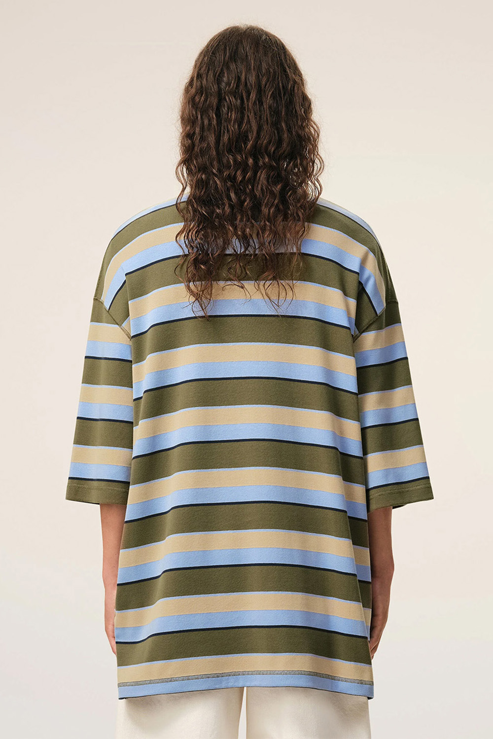 AMI PARIS Oversized Striped Cotton Polo Shirt