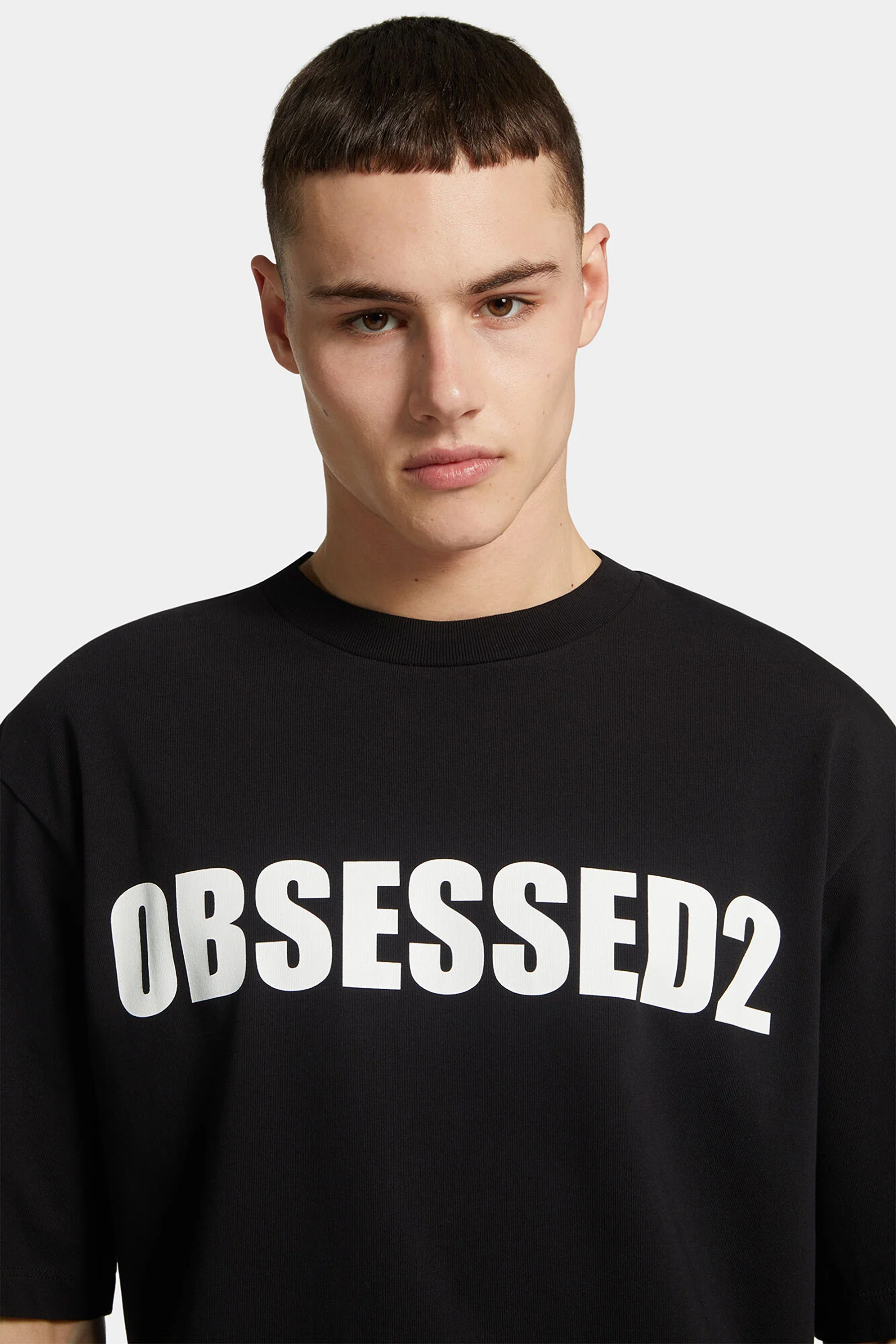DSQUARED2 Loose Fit Obsessed2 Print Cototn Jersey T-Shirt T-shirt, Gesicht, Person, Portrait, Hemd