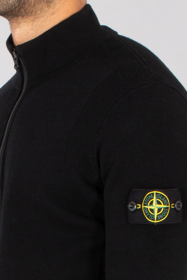 STONE ISLAND Regular Fit Stretch Virgin Wool Blend Zip-Up Sweater Vlies, Mantel, Jacke, Langarm, Logo