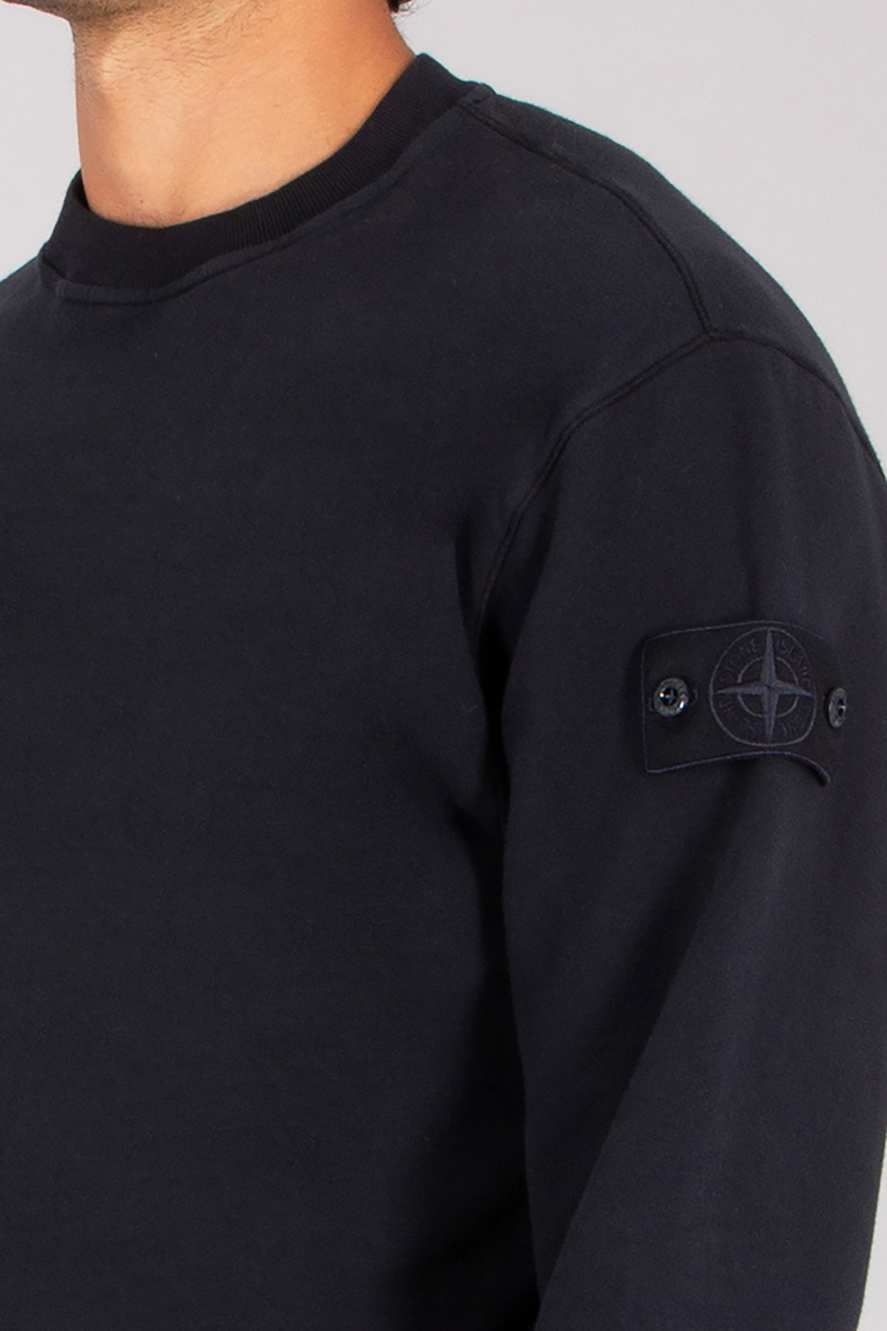 STONE ISLAND Comfort Fit Ghost Piece Organic Cotton Stretch Fleece Crew Neck Sweatshirt Langarm, Ärmel, Vlies, Mann, Person