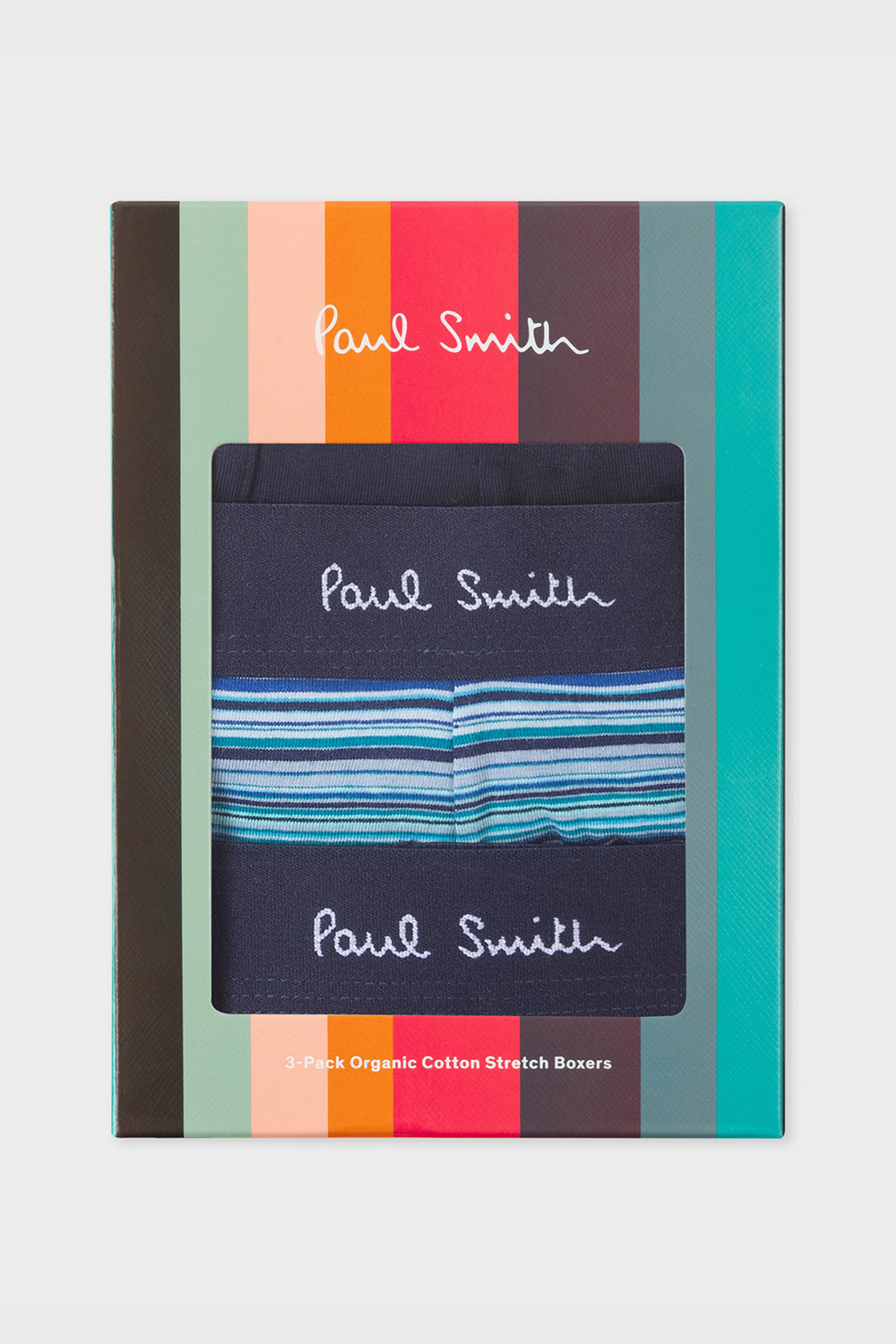 PAUL SMITH Organic-Cotton Blue Signature Stripe Mix Boxer Briefs Three Pack