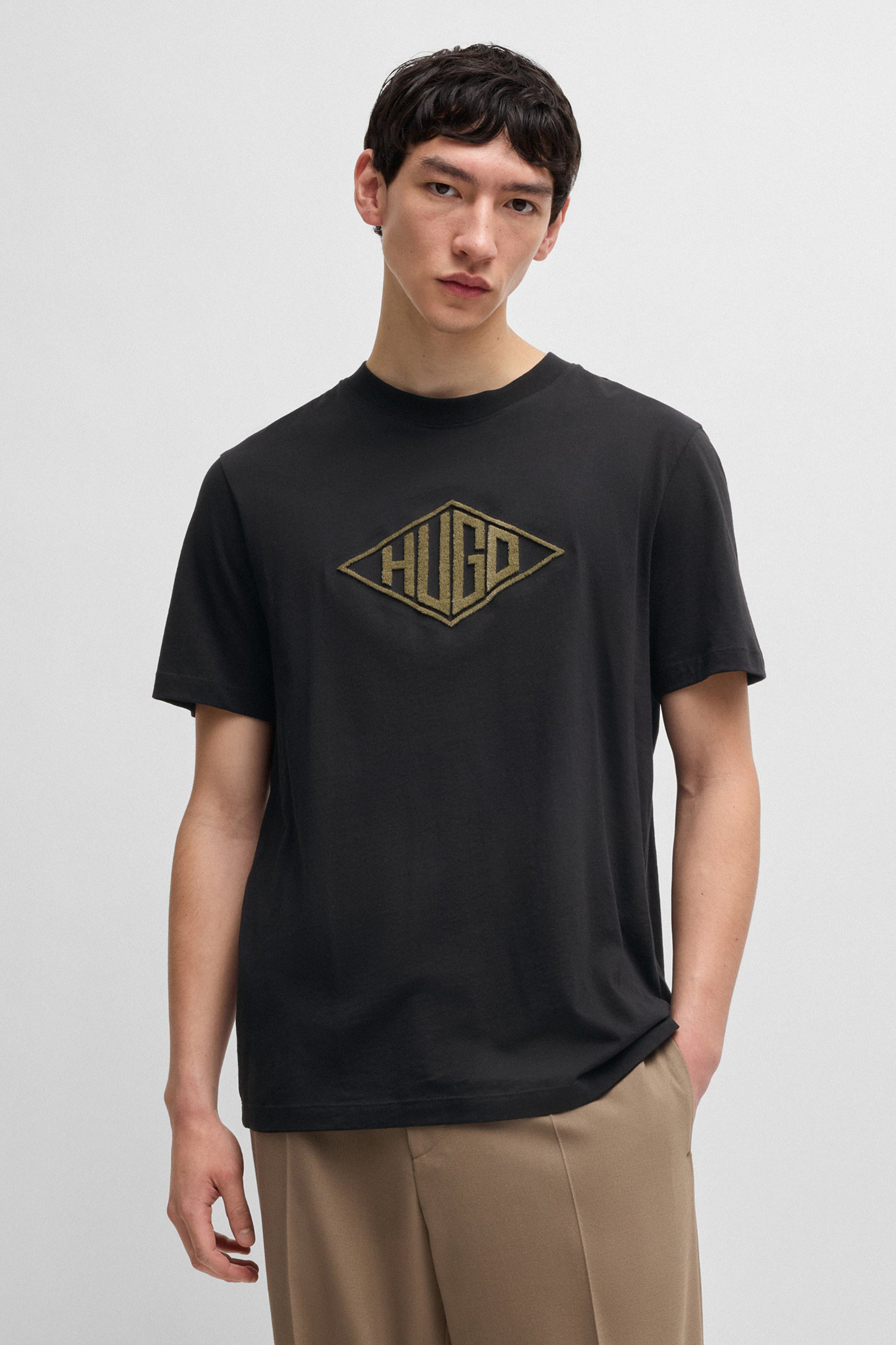 HUGO Regular Fit Embroiered Cotton Jersey T-Shirt Dalendi