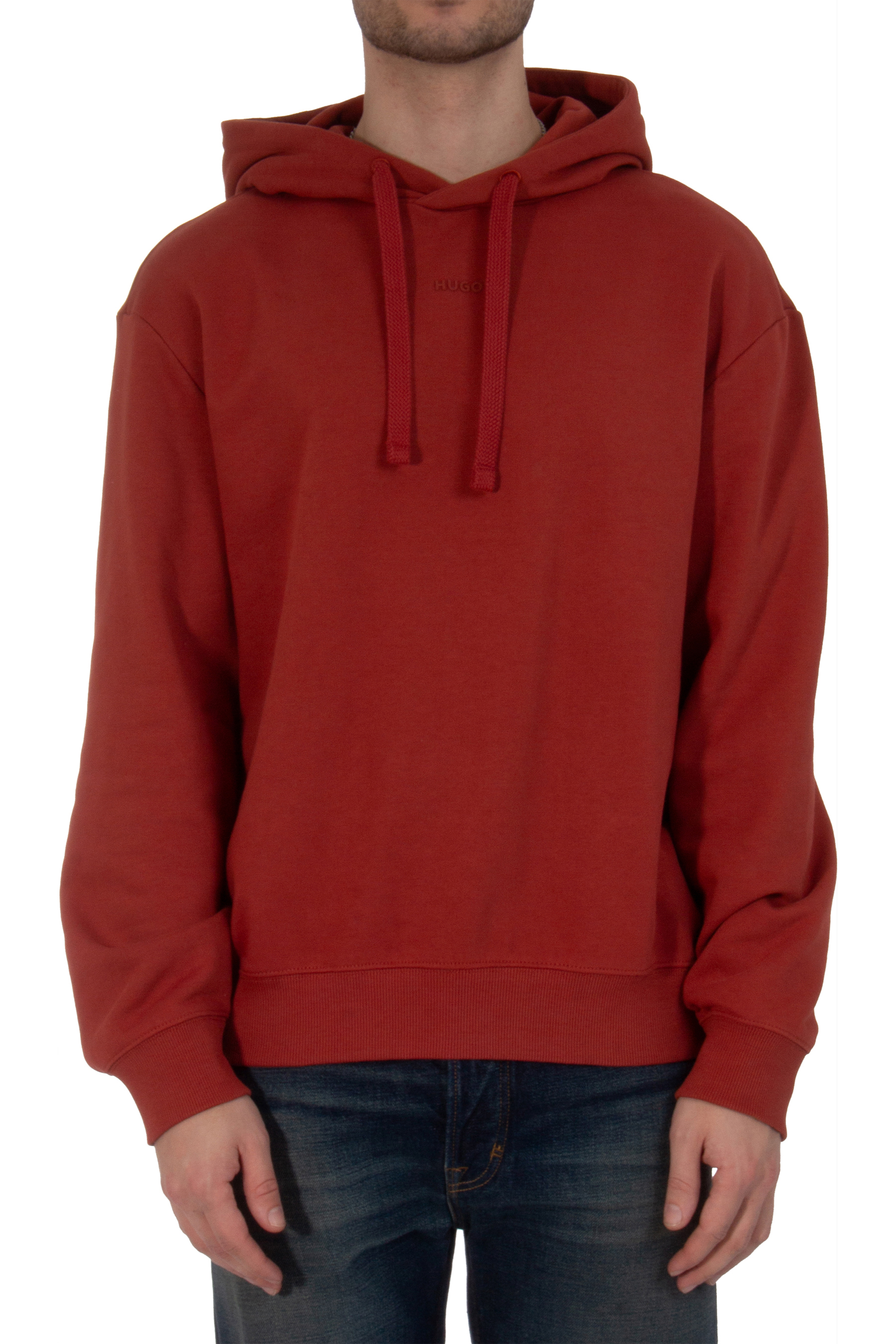 HUGO Relaxed Fit Printed Cotton Terry Hoodie Dapo HUGO Relaxed Fit Printed Cotton Terry Hoodie Dapo