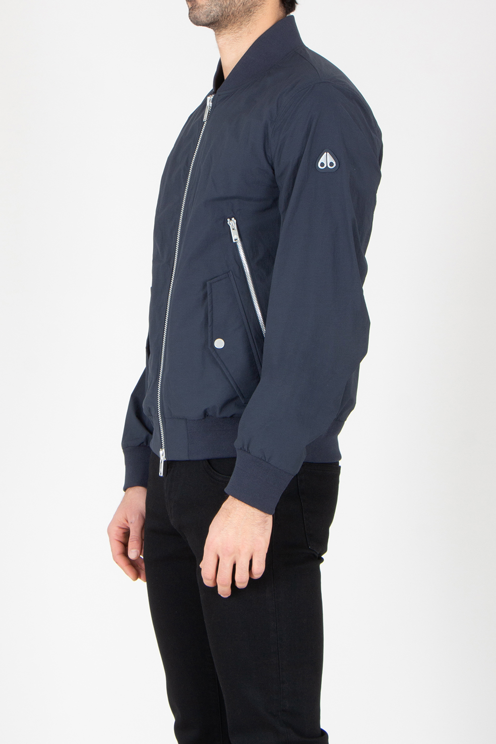 MOOSE KNUCKLES Regular Fit Recyceld Nylon-Cotton Stretch Crinkle Courville Bomber Jacket