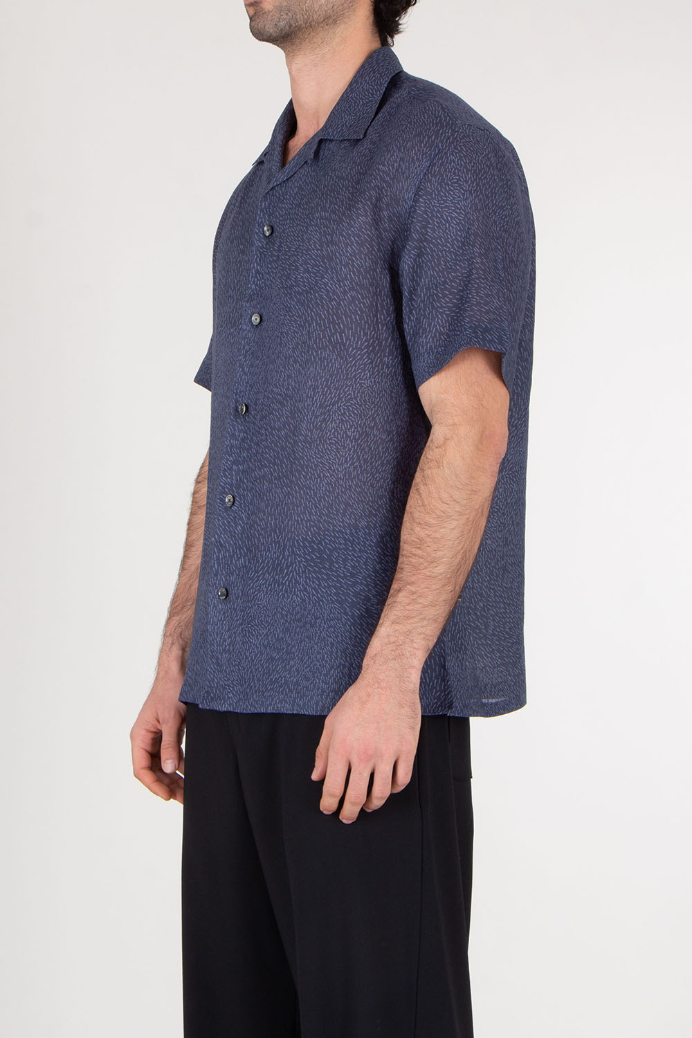 BRIONI Patterned Cuban Fit Linen Short Sleeve Shirt
