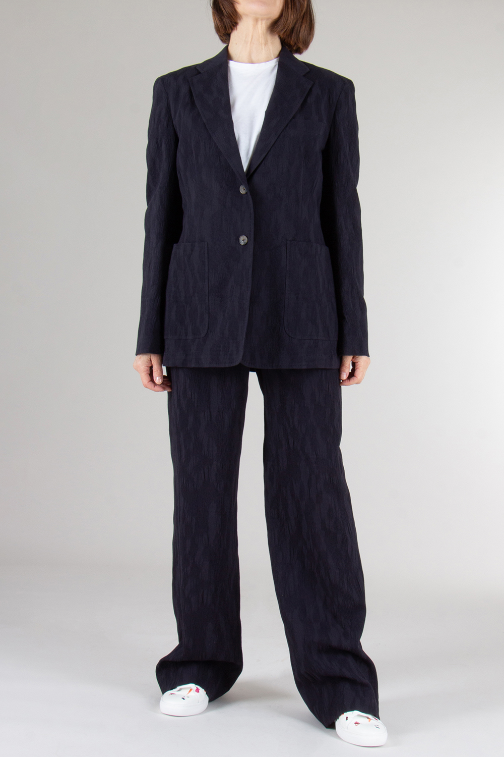 PAUL SMITH Seersucker Wide Leg Trousers 