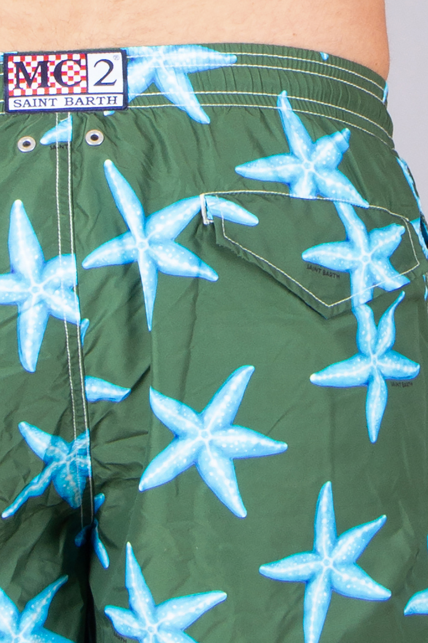 MC 2 SAINT BARTH Classic Fit Packable Joy Starfish Print Swim Shorts Lighting Bekleidung, Kurze Hosen
