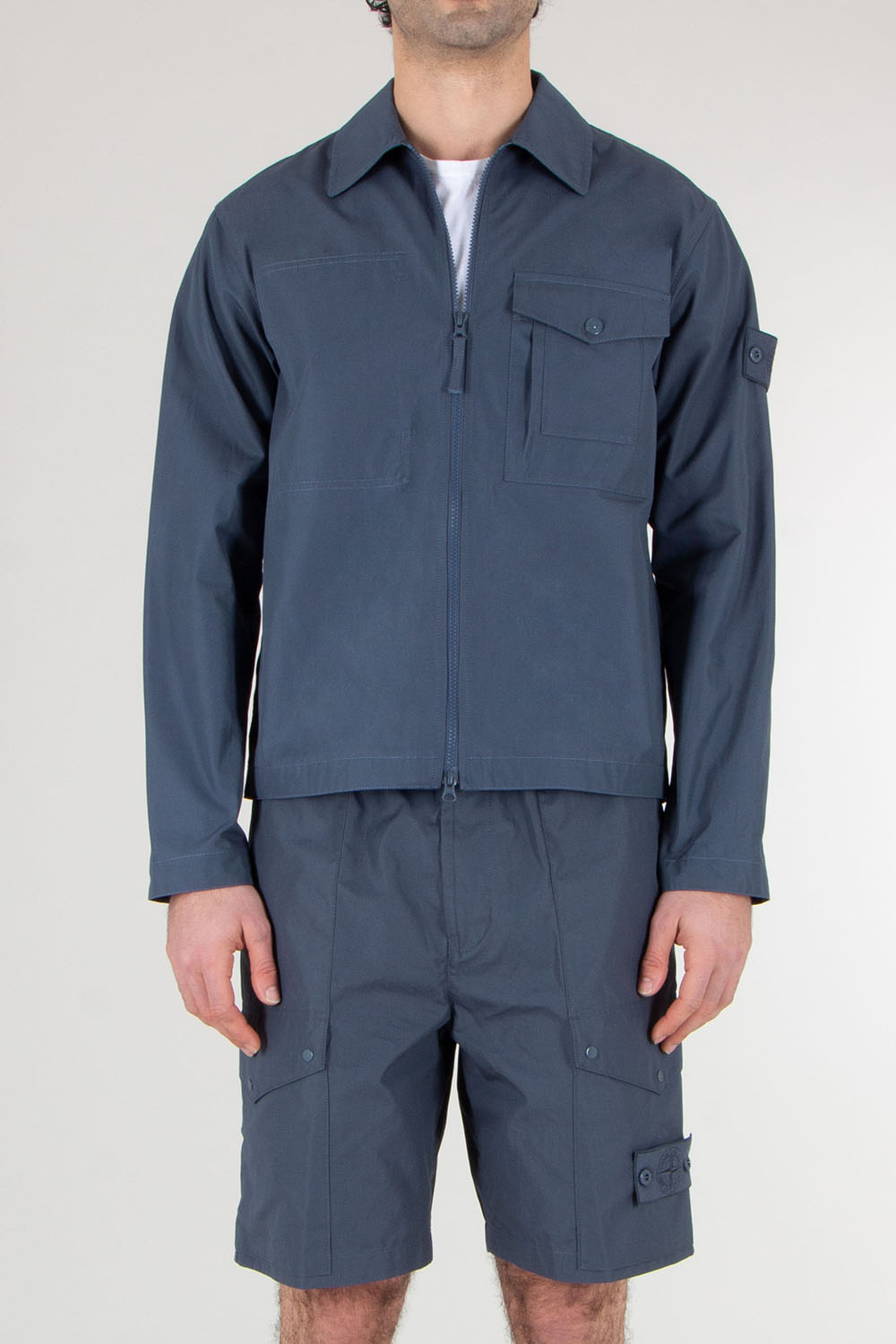 STONE ISLAND Regular Fit Cotton Canvas Overshirt Ghost