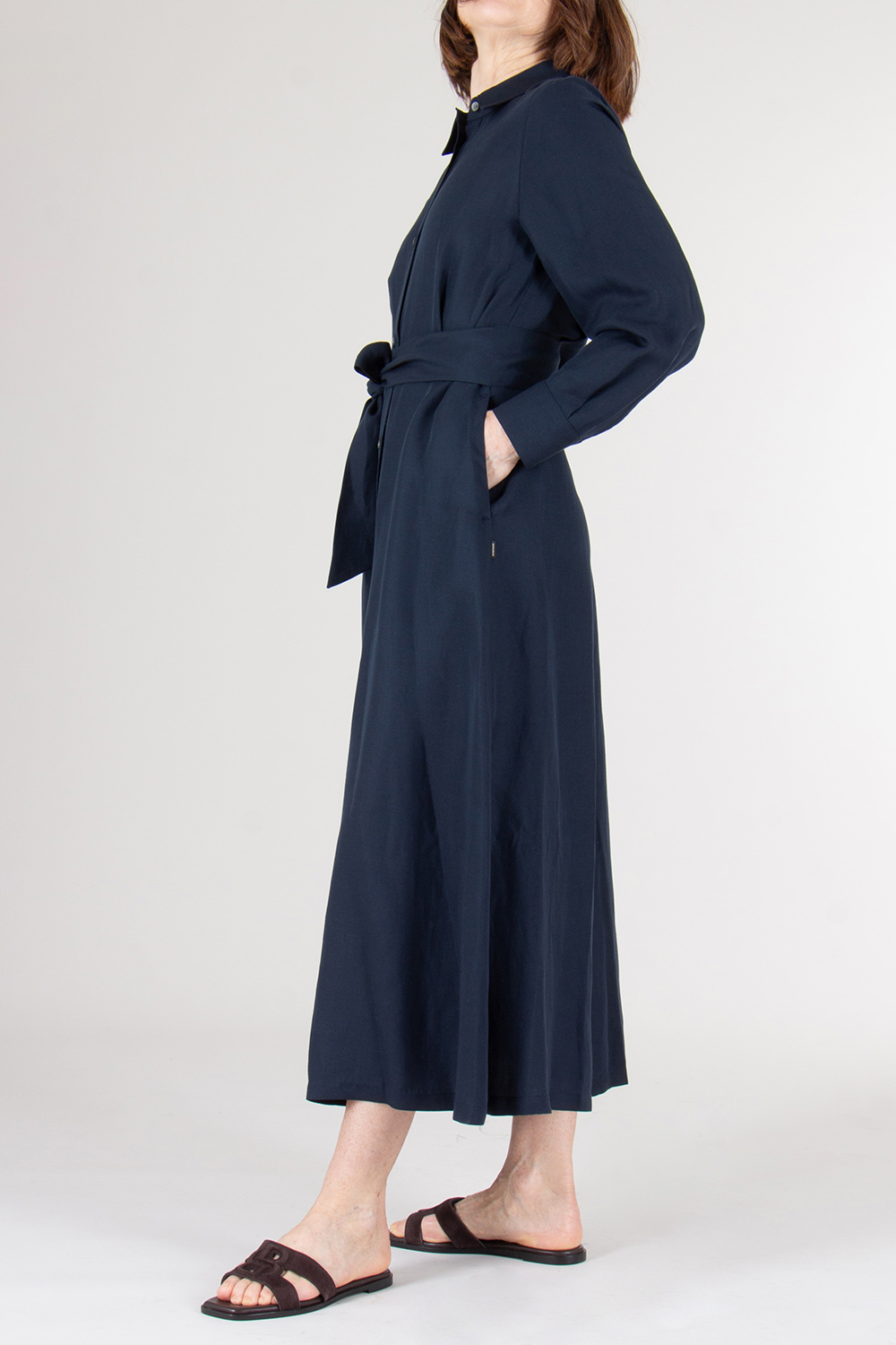 WOOLRICH Linen Blend Belted Shirt Dress