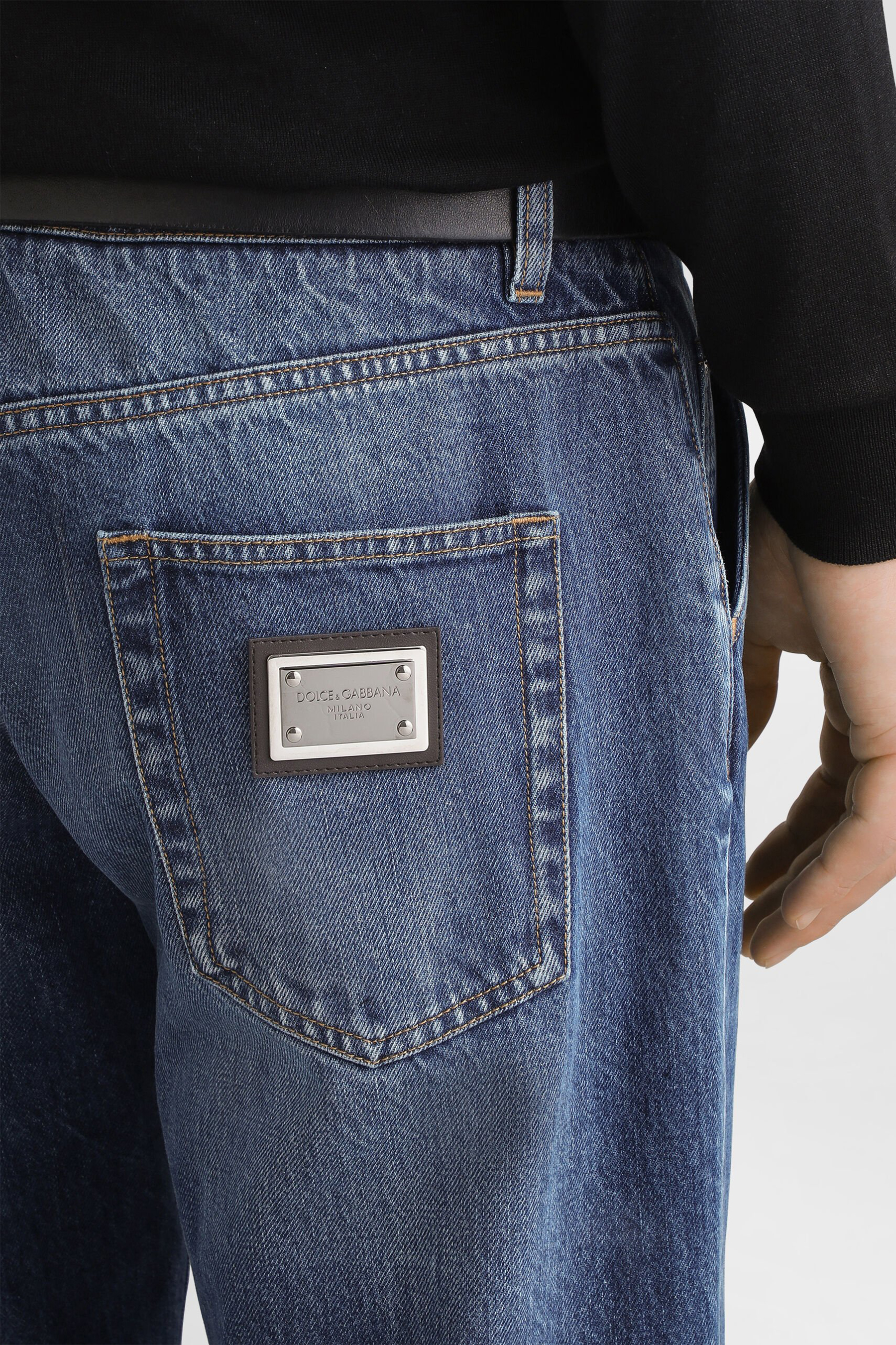 DOLCE & GABBANA Classic Fit Cotton Denim Jeans Bekleidung, Hosen, Jeans