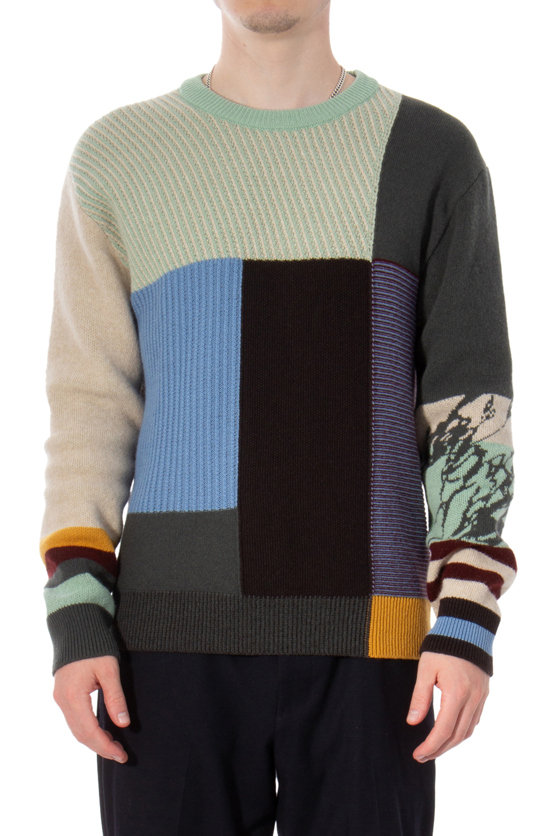 PAUL SMITH Patchwork Lambswool Knit Sweater PAUL SMITH Patchwork Lambswool Knit Sweater