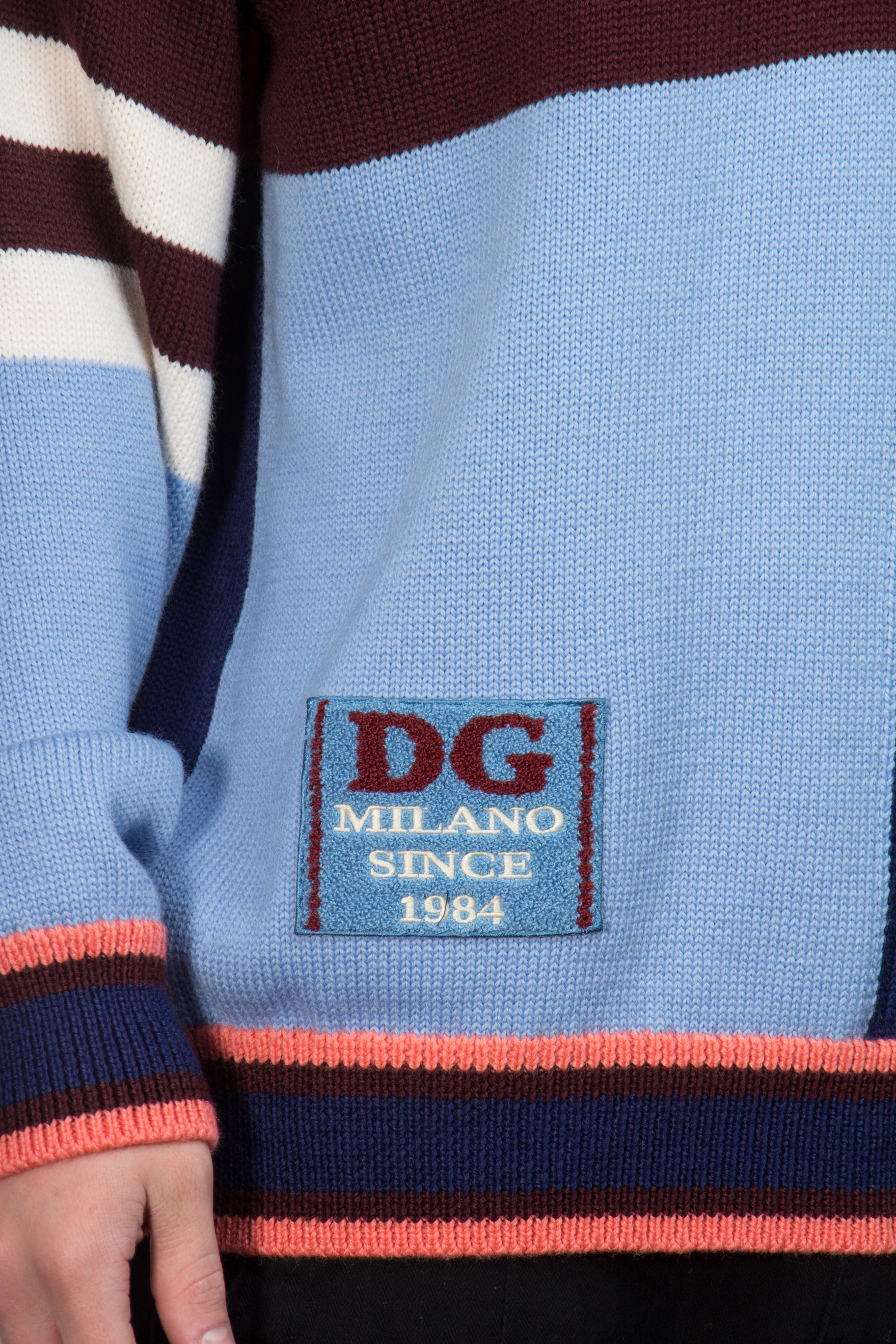 DOLCE & GABBANA Patchwork V-Neck Knit Sweater