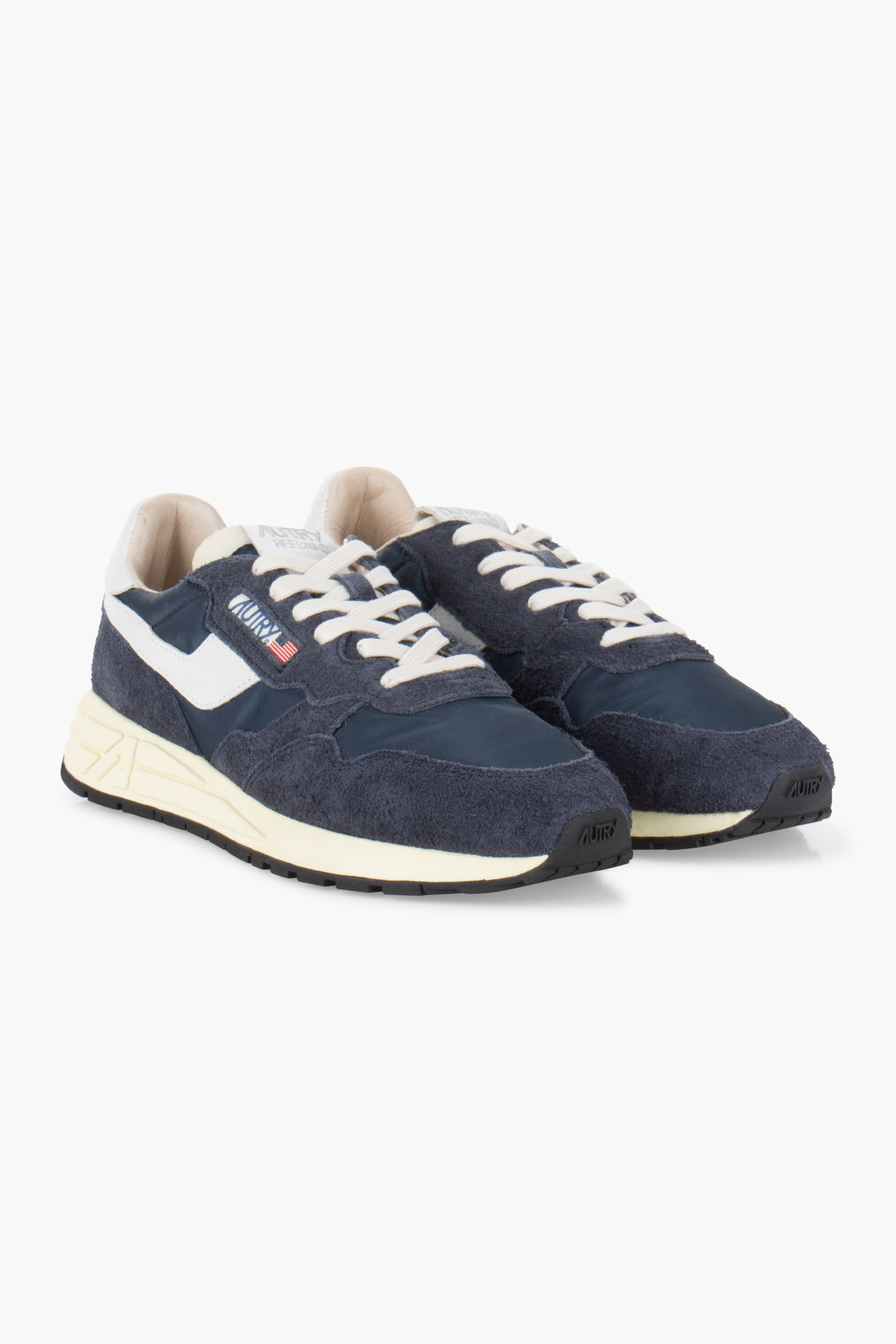 AUTRY Nylon, Suede & Craquelé Leather Sneakers Reelwind Low Bekleidung, Schuhwerk, Schuh, Sneaker, Wildleder