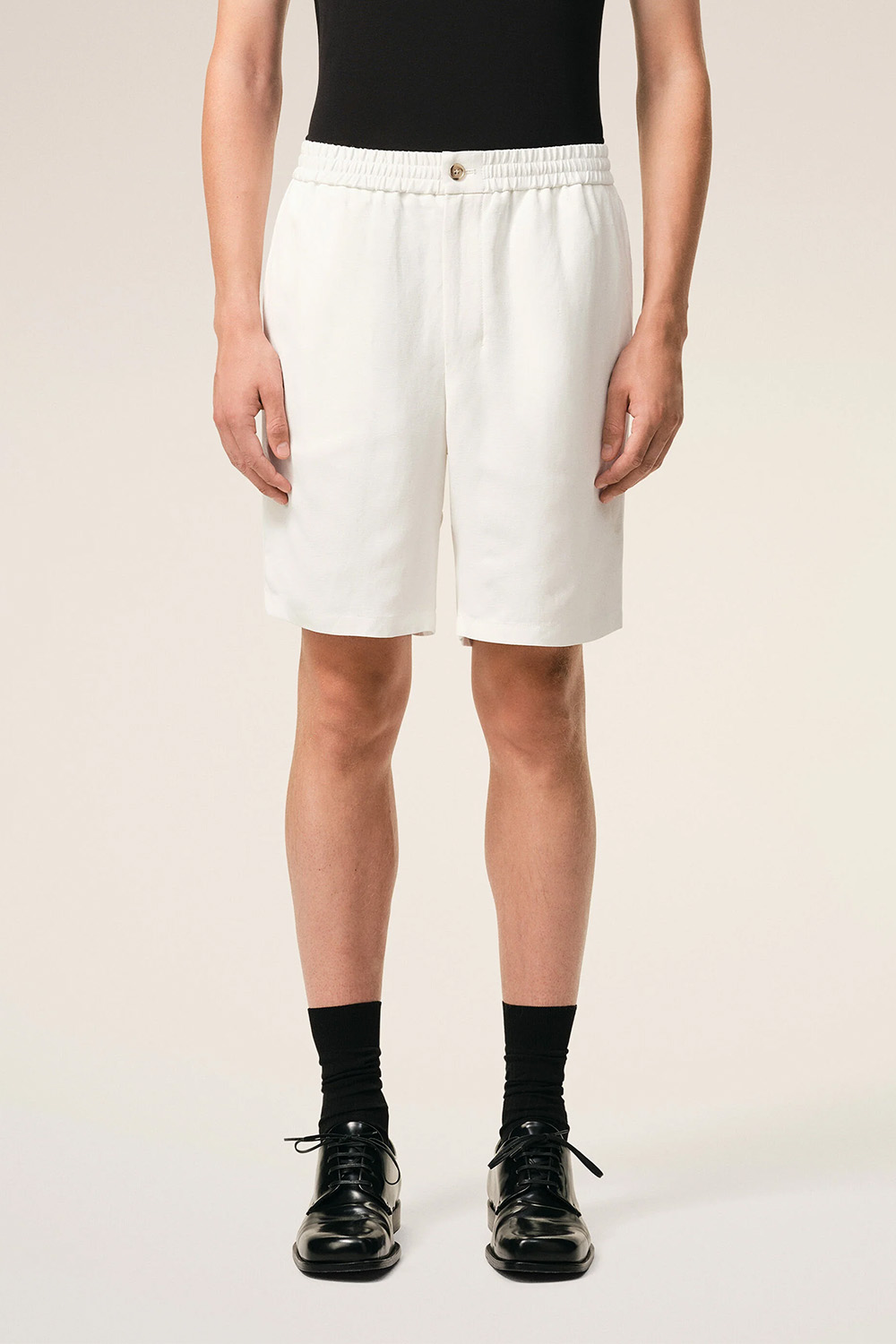 AMI PARIS Regular Fit Linen Blend Shorts