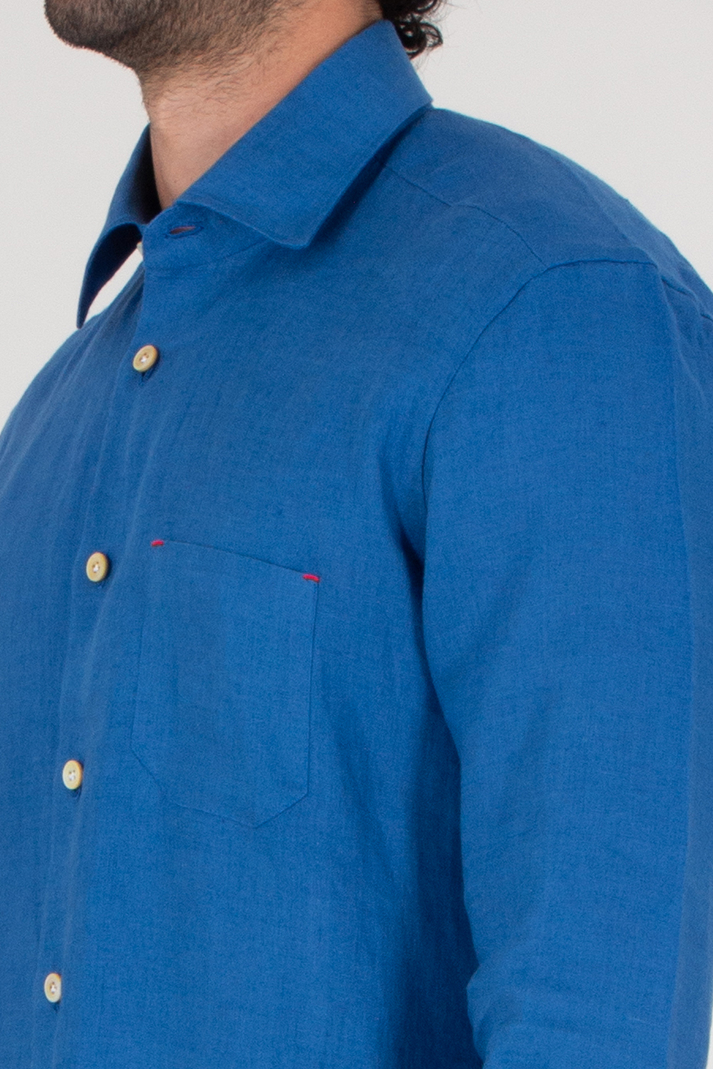 KITON Regular Fit Spread Collar Linen Shirt