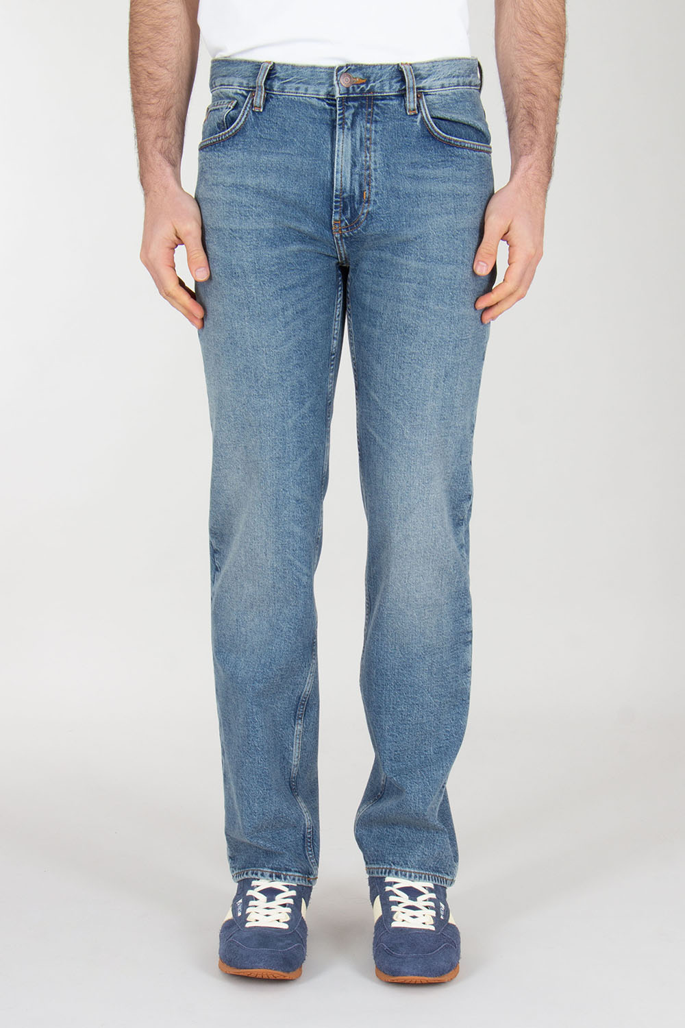 EMPORIO ARMANI Regular Fit Straight Leg Washed Denim Jeans