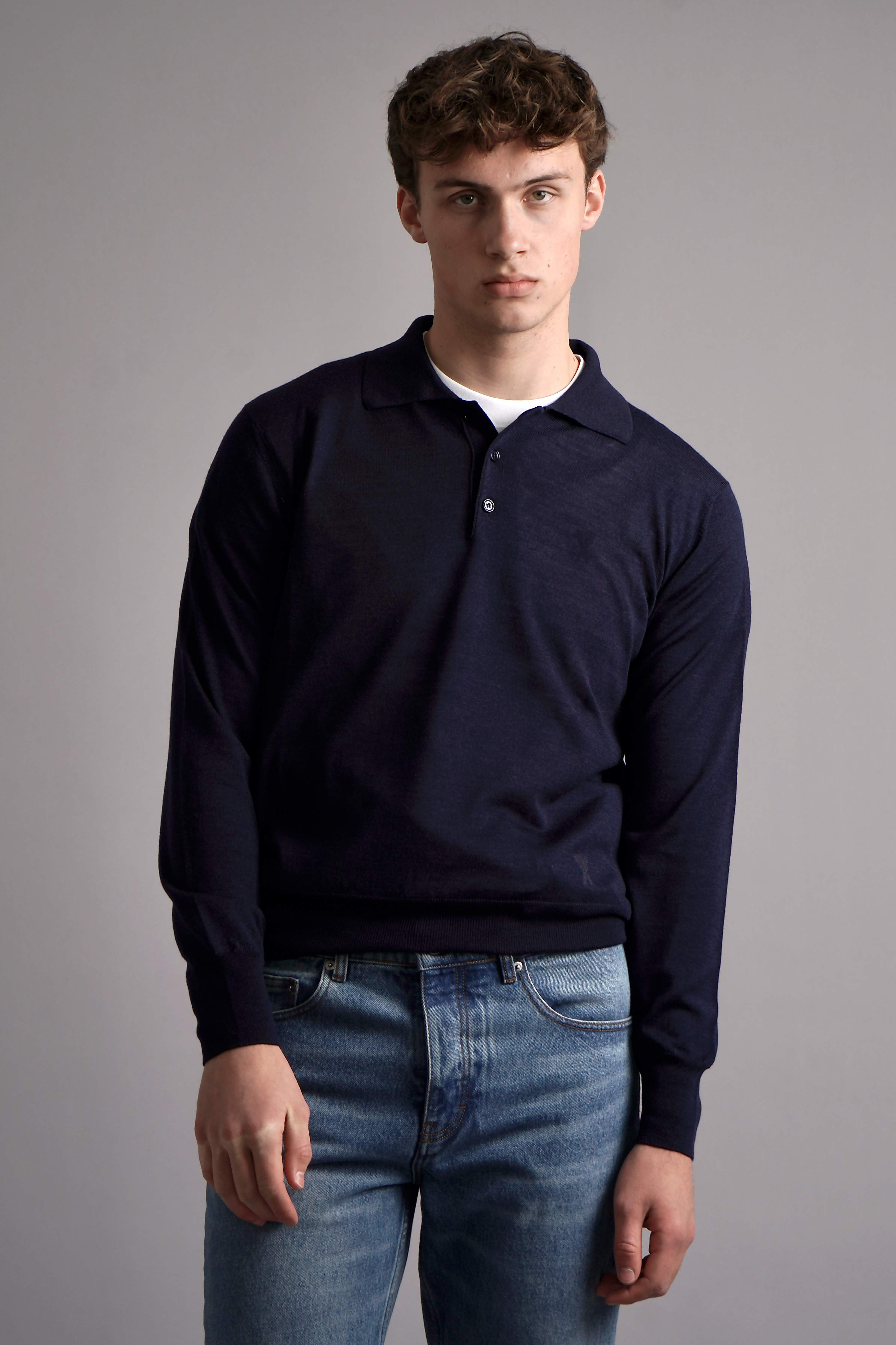 AMI PARIS Ami De Coeur Extrafine Wool-Silk Blend Knit Polo