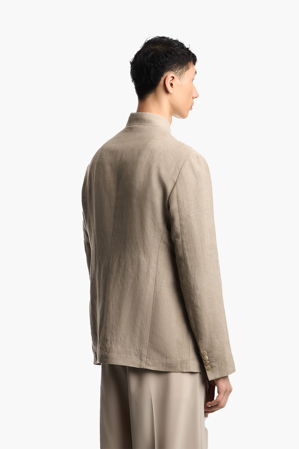 EMPORIO ARMANI Linen Crepe Blend Faded Effect Jacket 