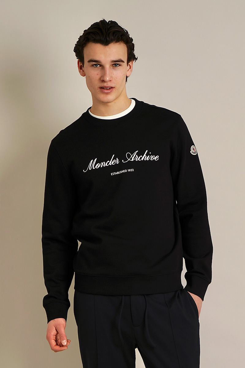 MONCLER Regular Fit Embroidered Cotton Blend Fleece Sweatshirt