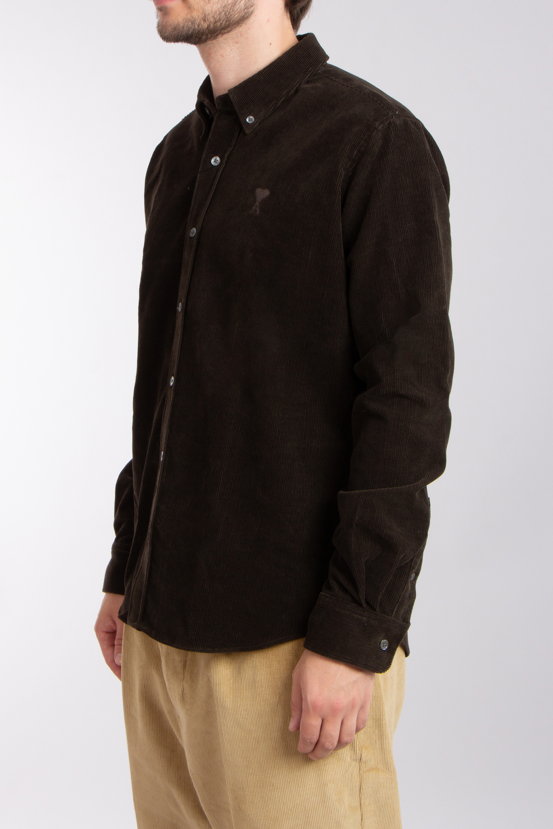 AMI PARIS Embroidered Cotton Corduroy Shirt AMI PARIS Embroidered Cotton Corduroy Shirt