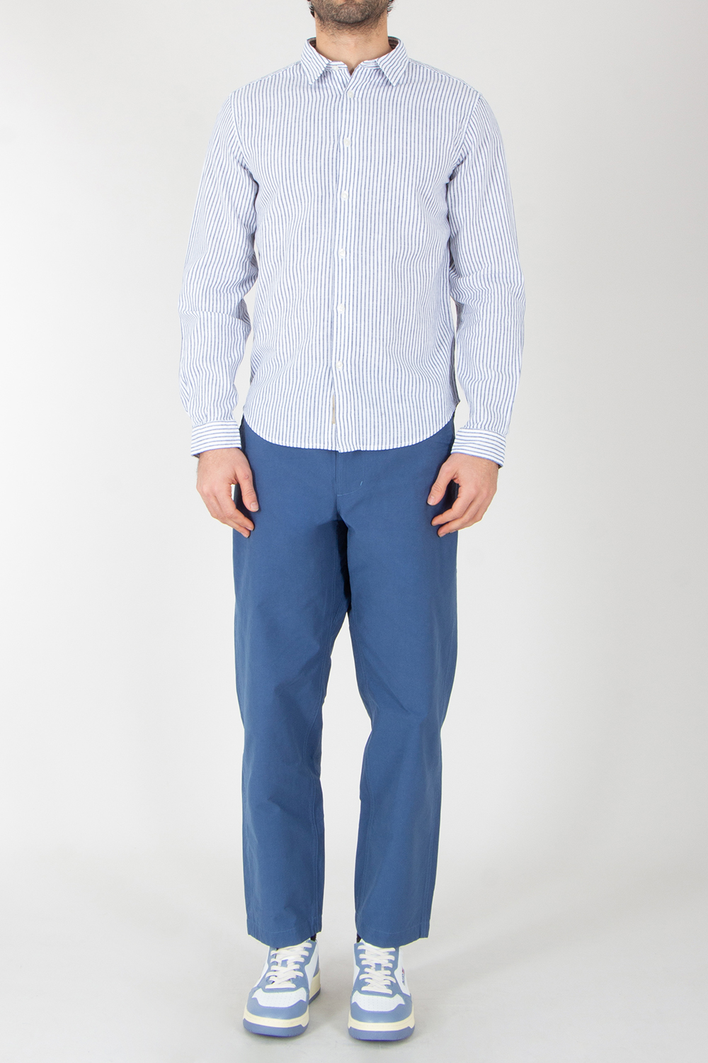 WOOLRICH Regular Fit Striped Linen-Cotton Blend Shirt