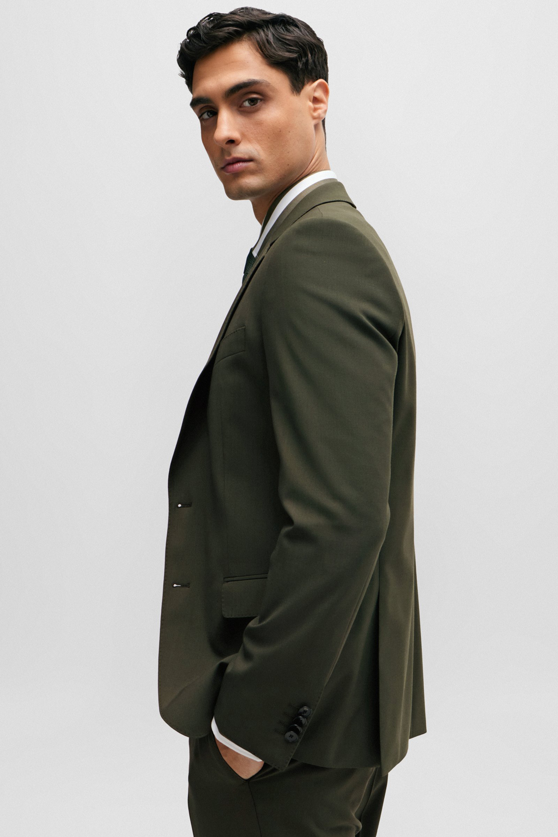BOSS Slim Fit Virgin Wool Stretch Suit H-Huge BOSS Slim Fit Virgin Wool Stretch Suit H-Huge