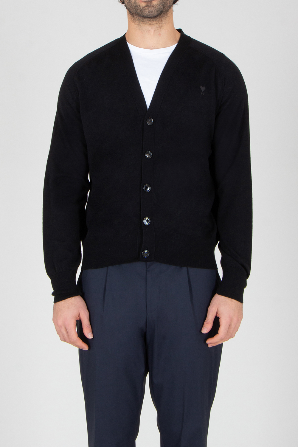 AMI PARIS Regular Fit Ami De Coeur Extra Fine Wool Cardigan