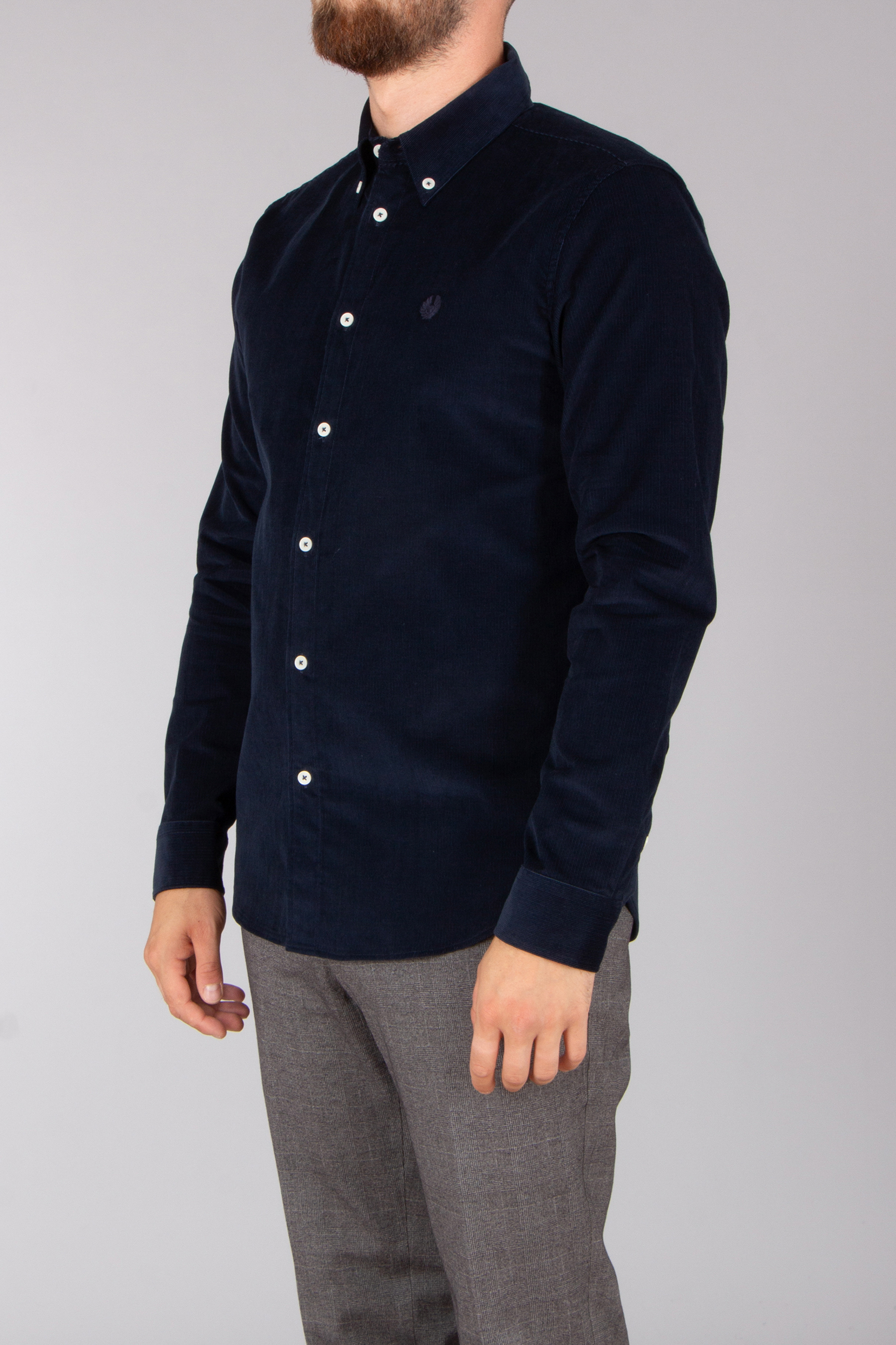 BELSTAFF Slim Fit Cotton Corduroy Button-Down Street Shirt Hemd, Langarm, Hosen, Mann, Person