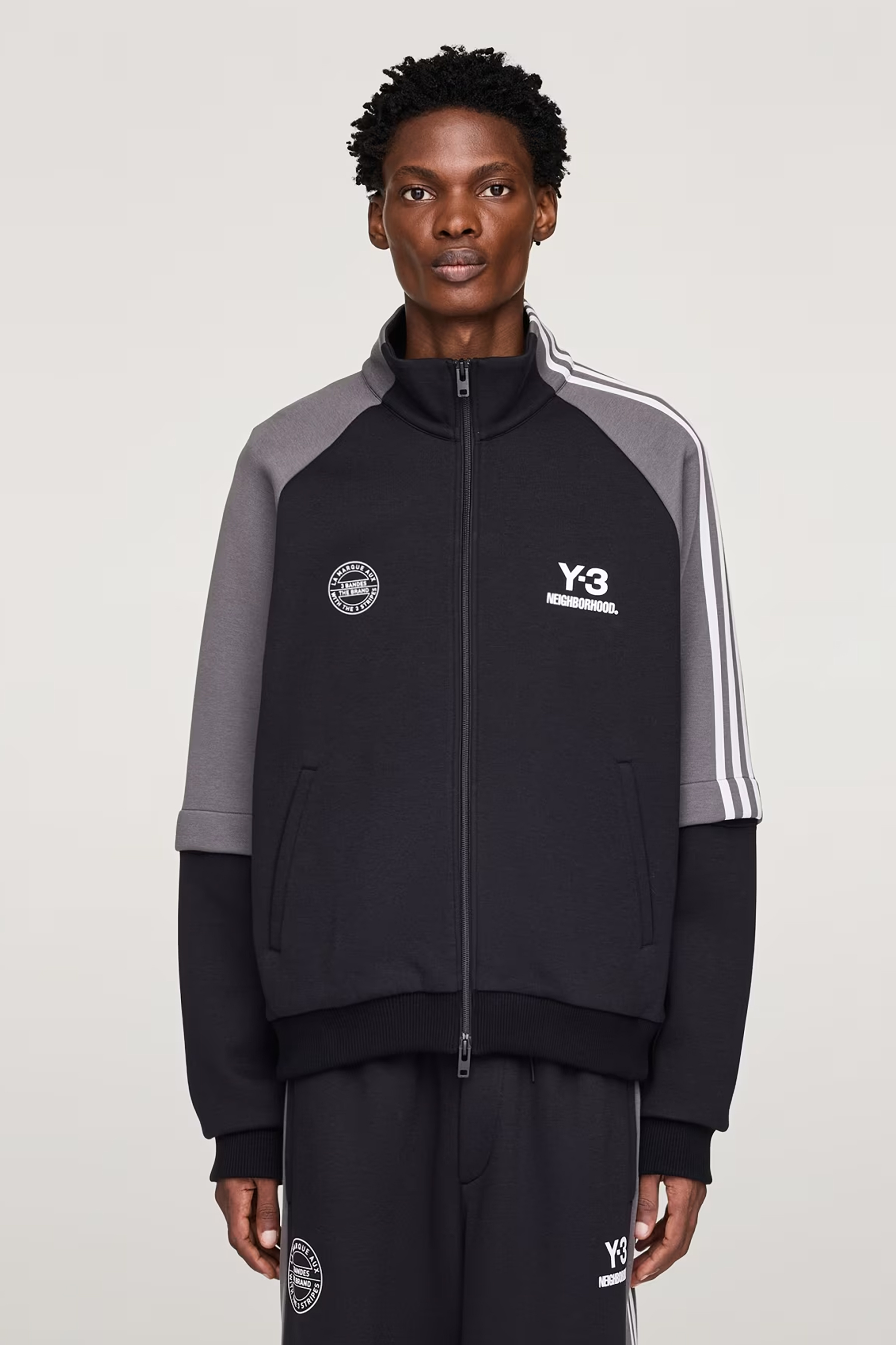 Y-3 x NEIGHBORHOOD Loose Fit Structured Cotton Stretch Blend Track Top Pulli, Sweatshirt, Mantel, Mann, Person