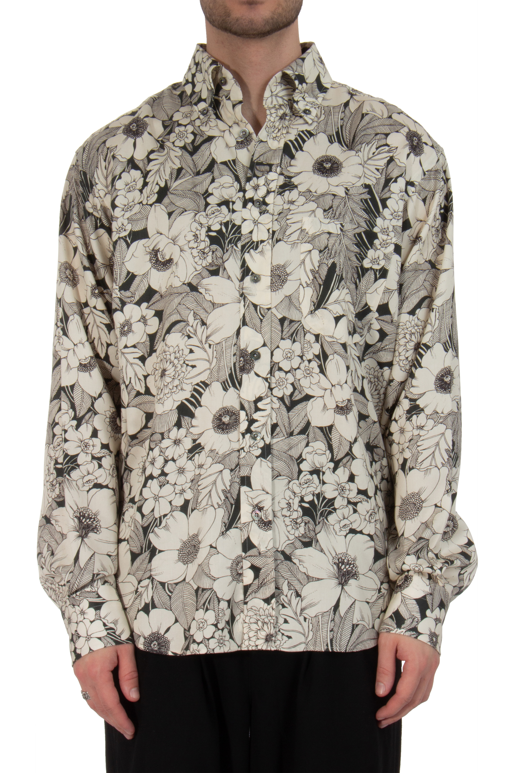 TOM FORD Linear Floral Fluid Fit Lyocell Shirt TOM FORD Linear Floral Fluid Fit Lyocell Shirt