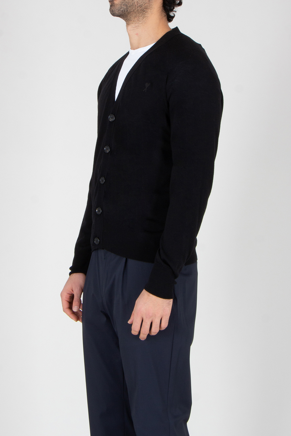 AMI PARIS Regular Fit Ami De Coeur Extra Fine Wool Cardigan