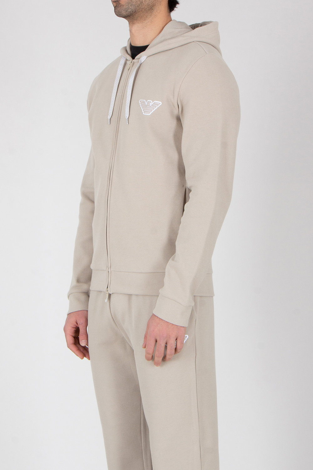 EMPORIO ARMANI Regular Fit Cotton Blend Stretch Jersey Loungewear Zip-Up Hoodie