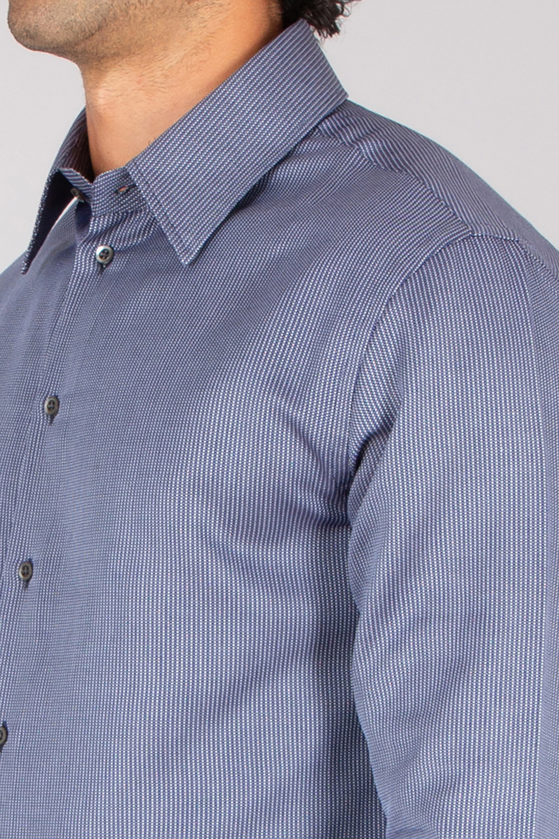 EMPORIO ARMANI Modern Fit Micro Patterned Cotton Jacquard Shirt Bekleidung, Hemd, Kleid, Hemd, Langarm, Ärmel
