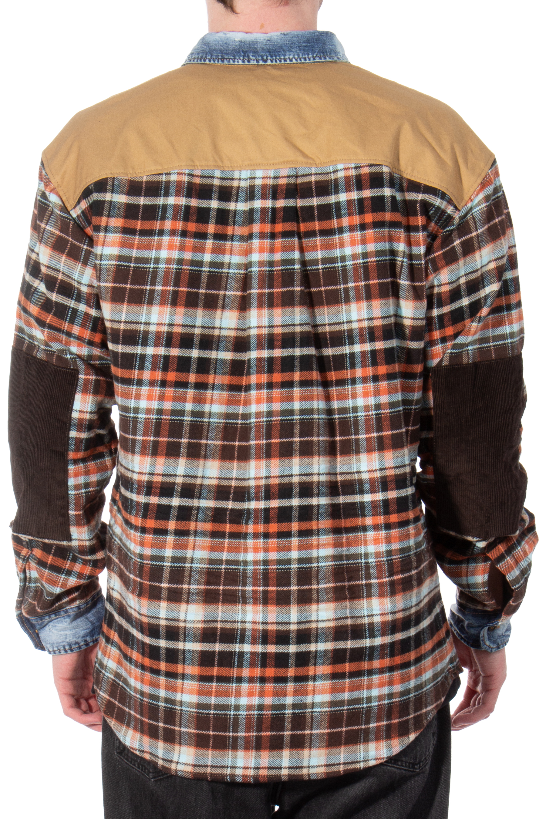 DSQUARED2 Checked Dropped Shoulder Mix Media Shirt