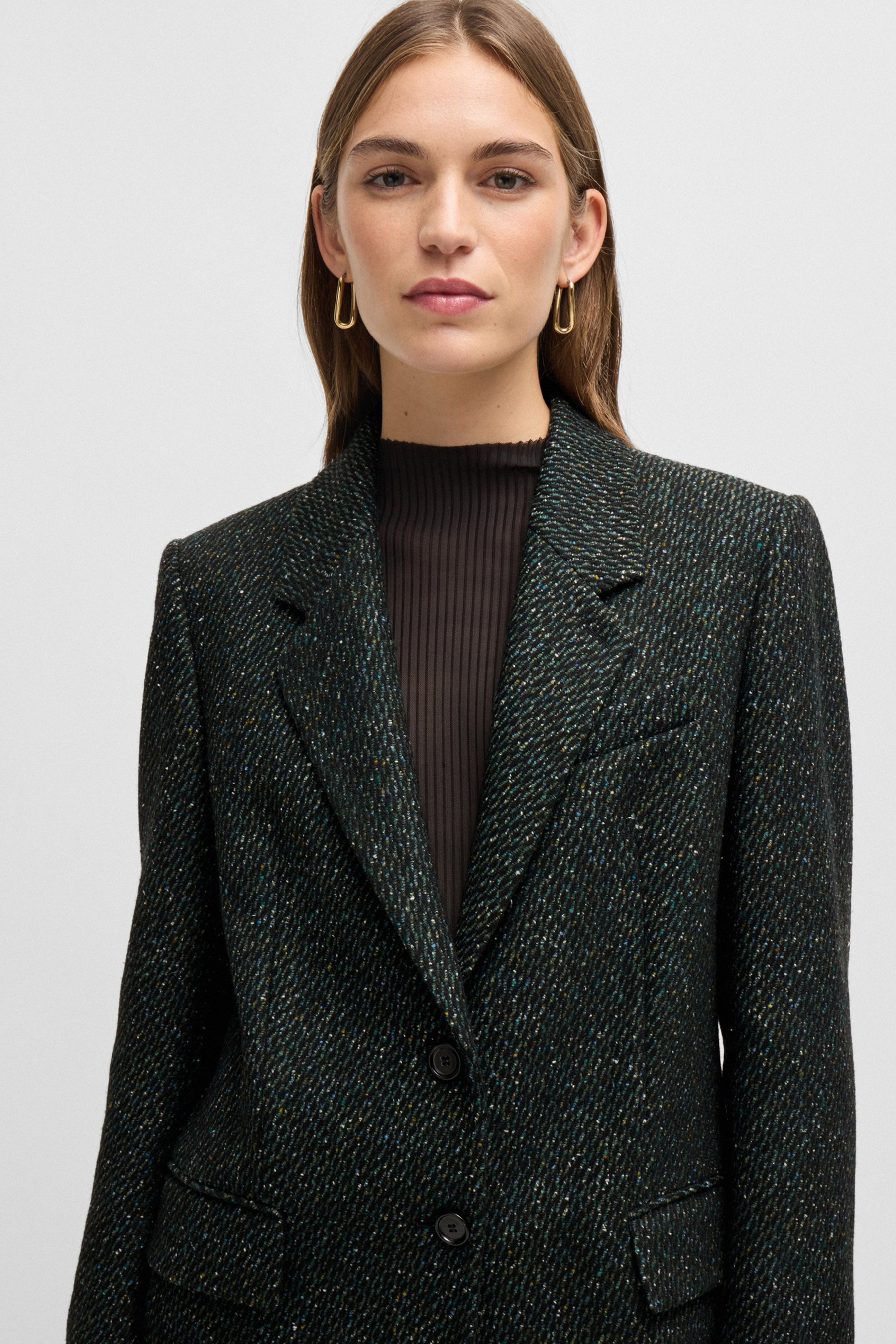 BOSS Structured Wool-Silk Blend Coat Catara BOSS Structured Wool-Silk Blend Coat Catara