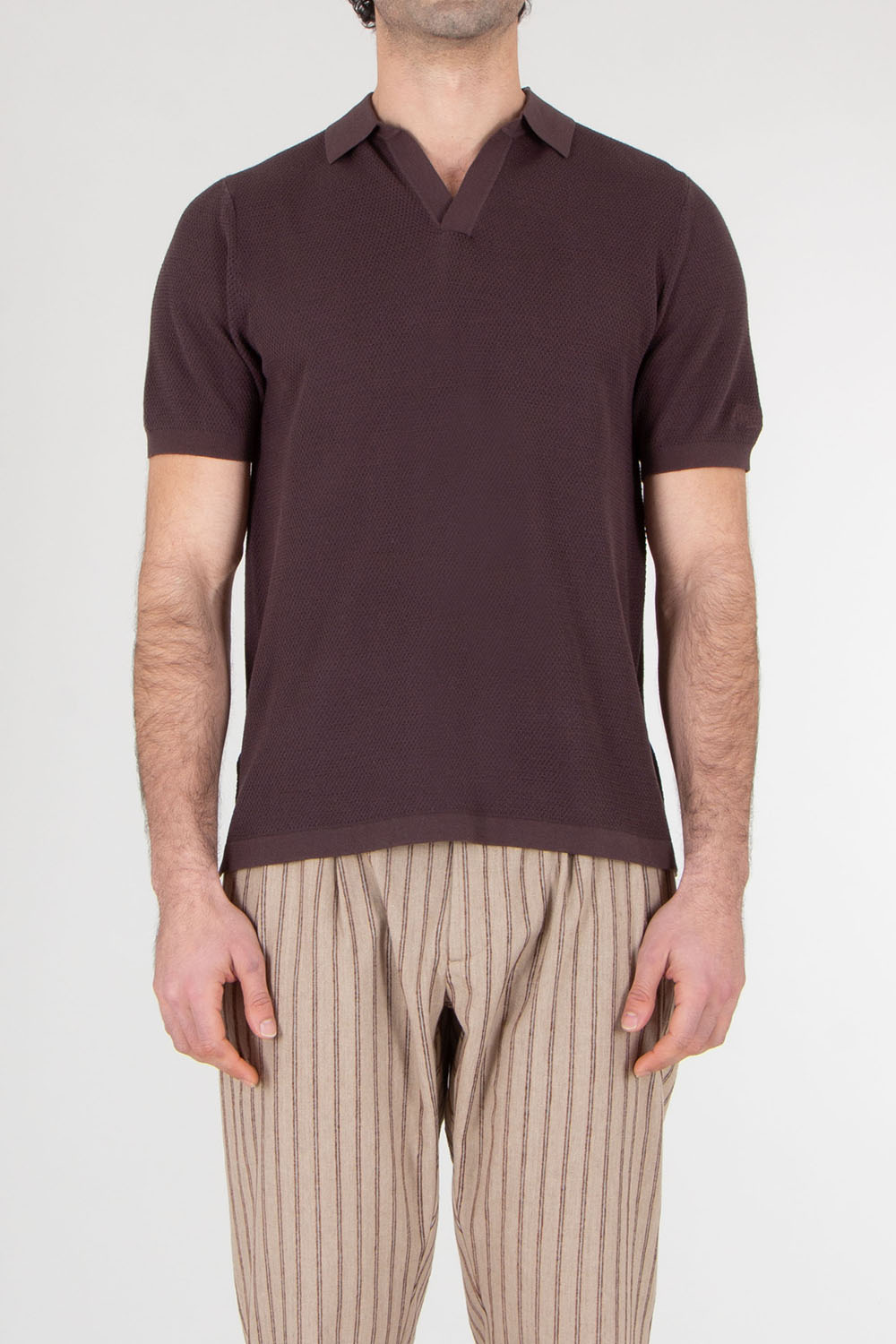 MC 2 SAINT BARTH Knitted Mesh Cotton Polo Shirt