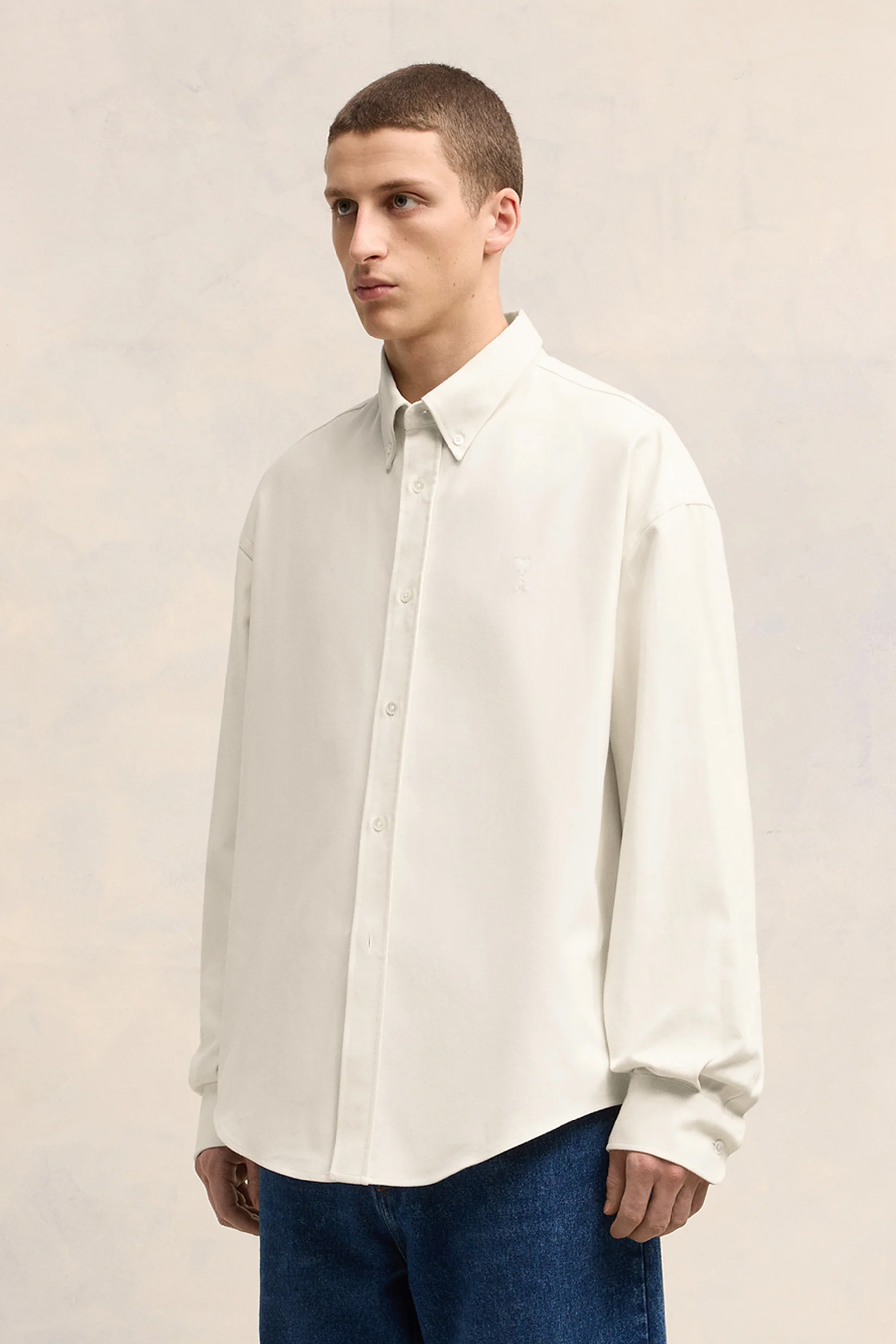 AMI PARIS Boxy Fit Cotton Oxford Shirt AMI PARIS Boxy Fit Cotton Oxford Shirt
