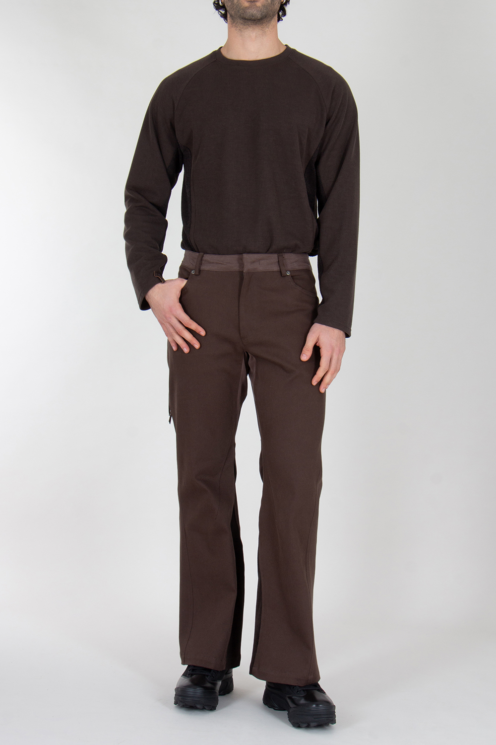 XLM Regular Fit Cotton Twill Paneled Trousers