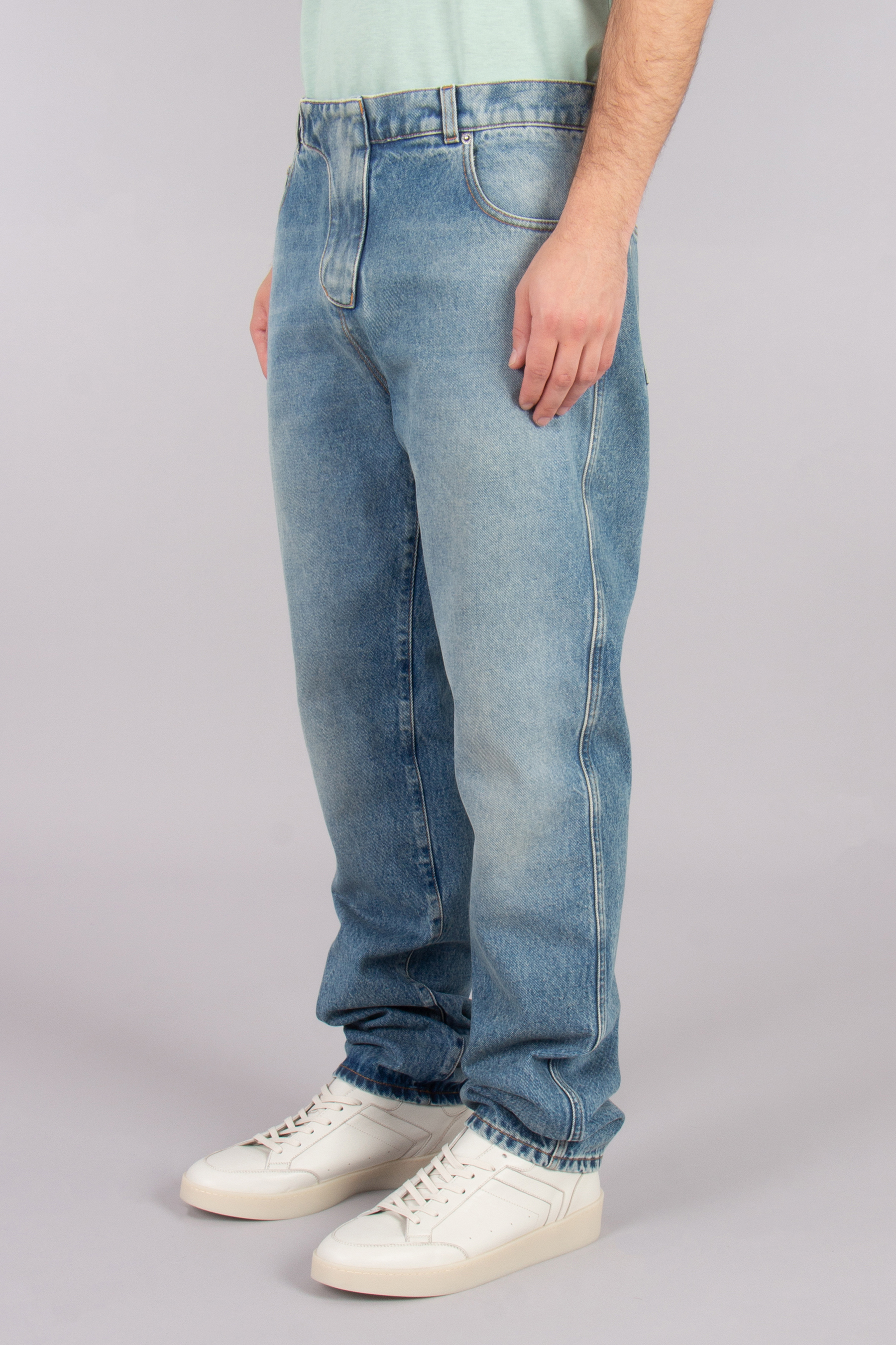 BALMAIN Regular Fit Cotton Denim Jeans