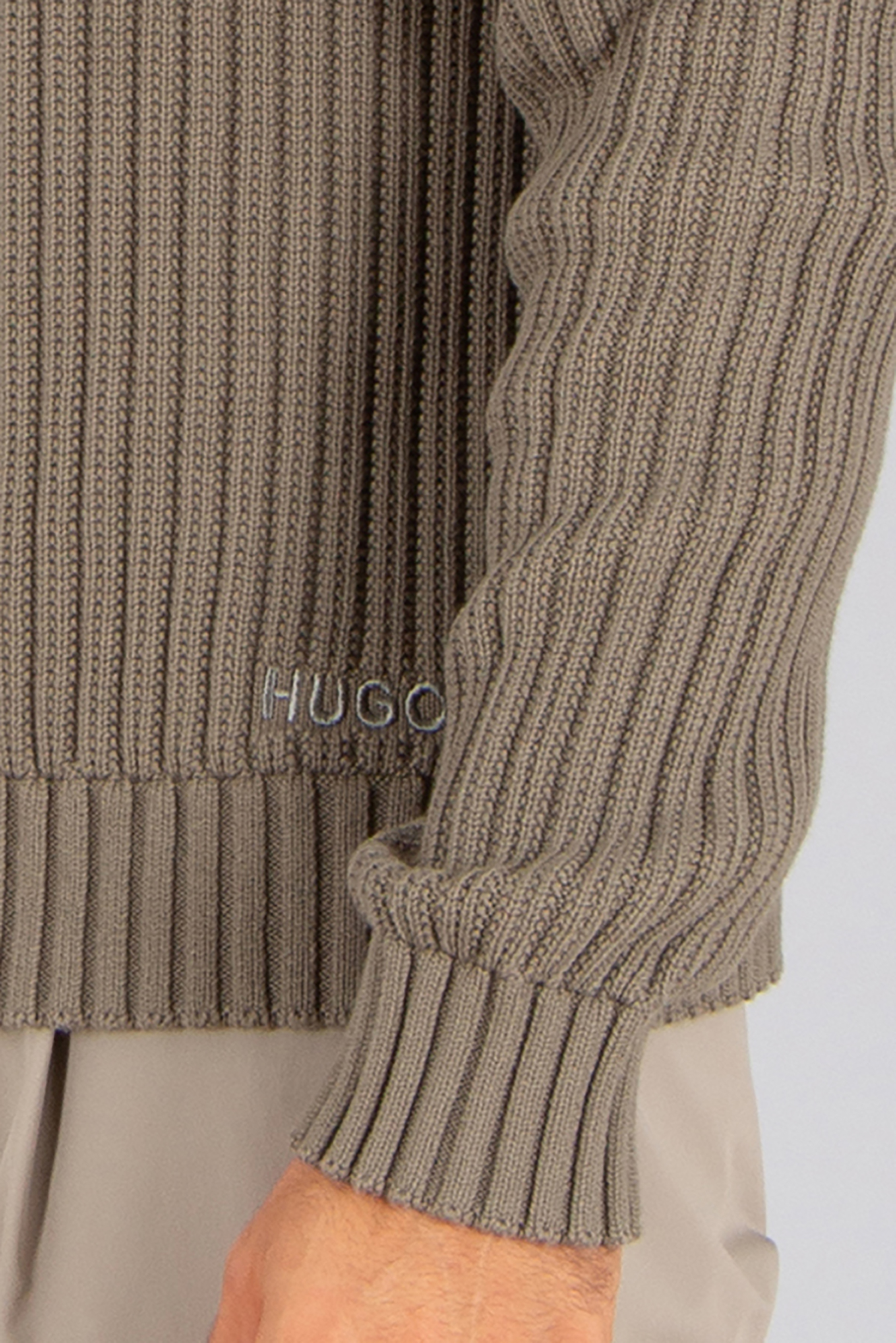 HUGO Regular Fit Ribbed Cotton Half-Zip Sweater Srigg Bekleidung, Strickwaren, Pullover