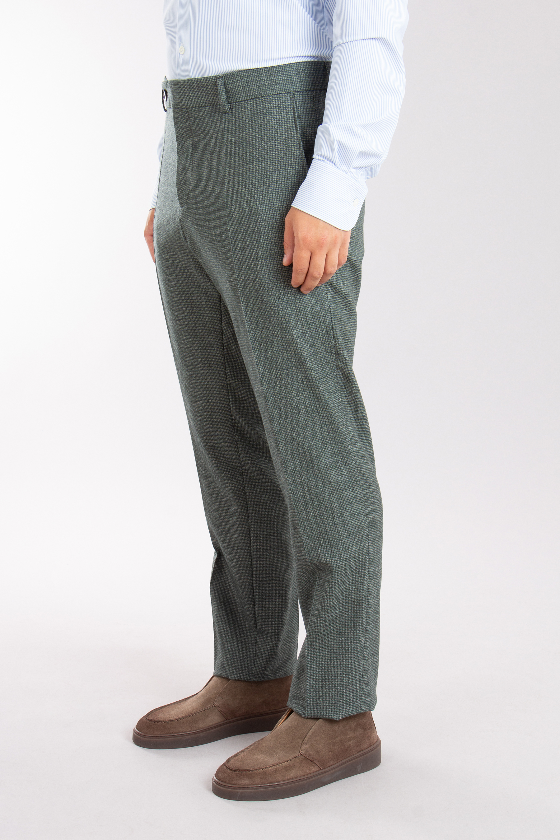 BOSS Slim Fit Patterned Virgin Wool Stretch Pants H-Genius