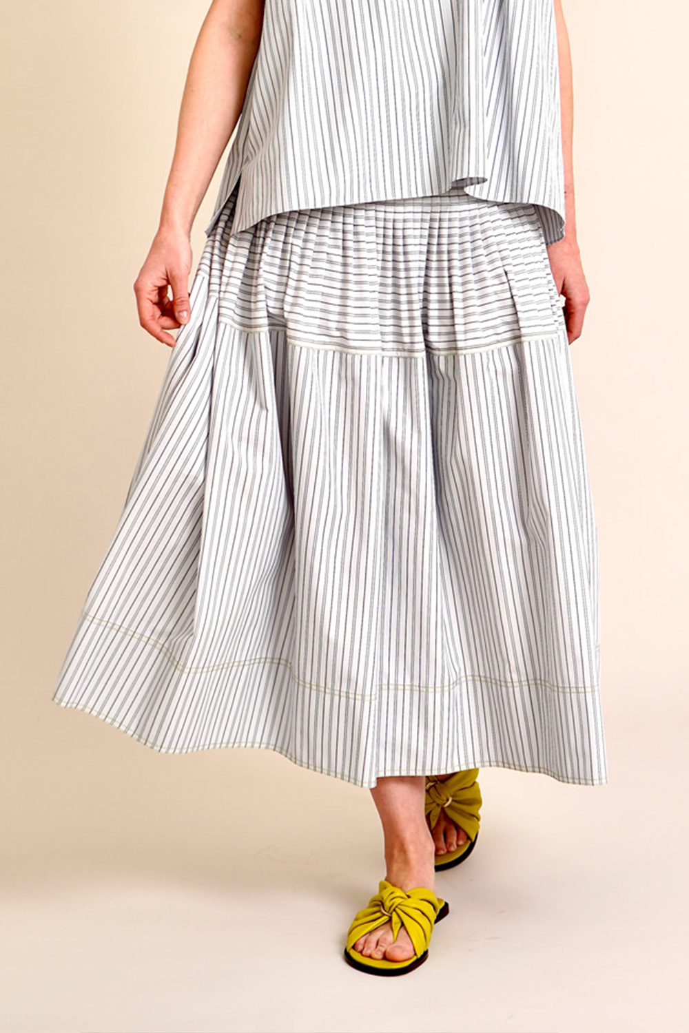PAUL SMITH Long Pleated Striped Skirt