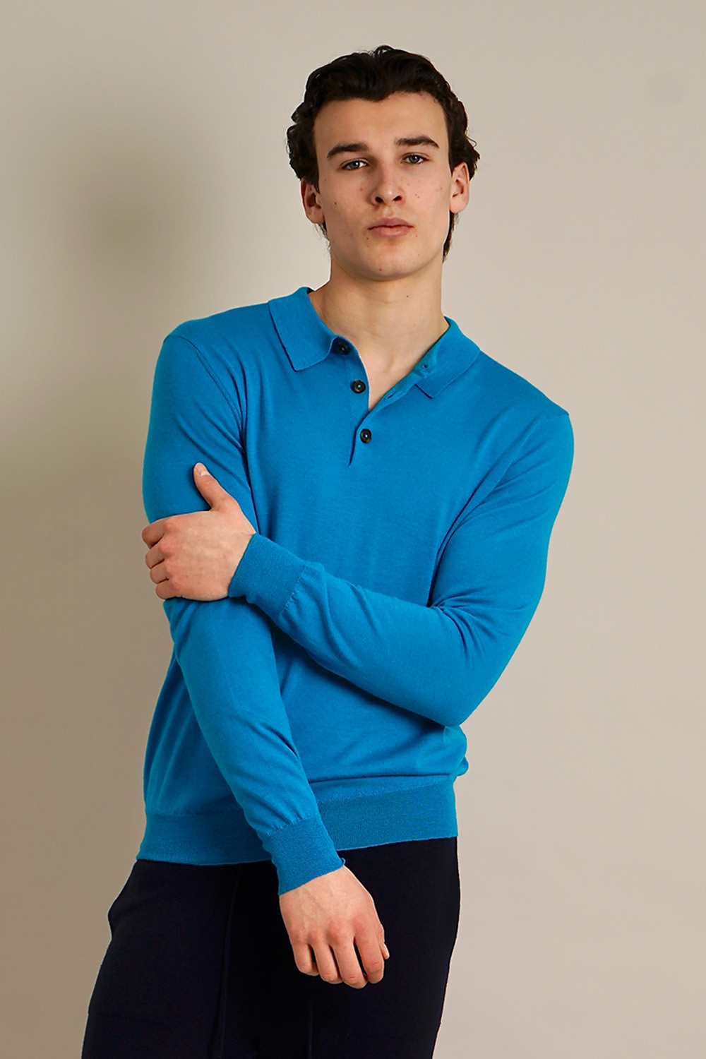 MIENTUS BERLIN Regular Fit Cashmere Long-Sleeve Knit Polo