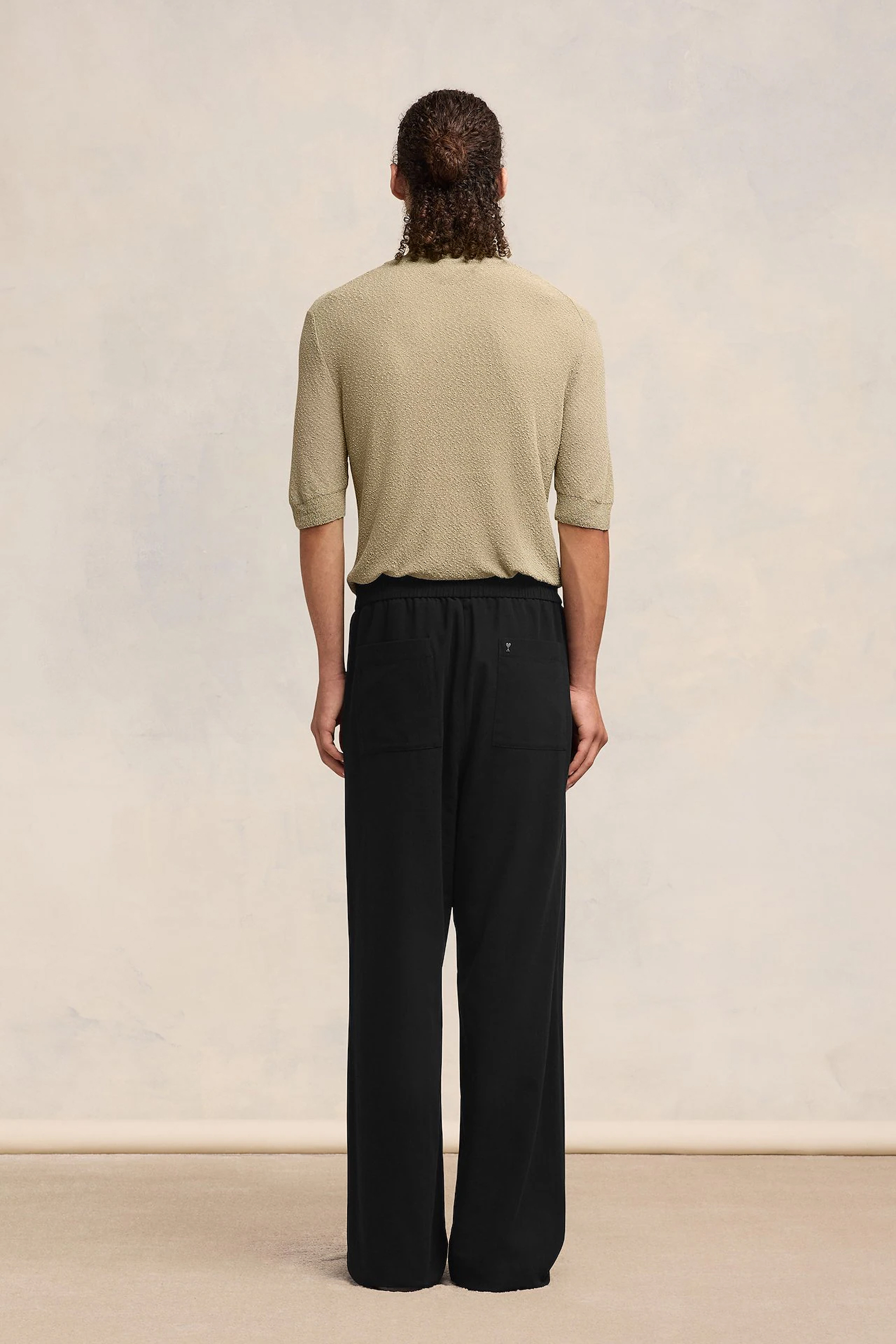 AMI PARIS Wide Leg Cotton Crepe Pants AMI PARIS Wide Leg Cotton Crepe Pants