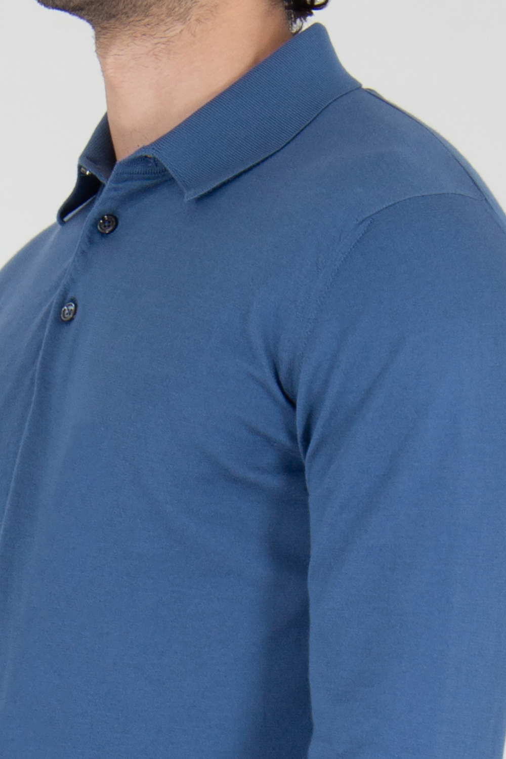 KITON Regular Fit Long Sleeve Knitted Cotton Polo Shirt