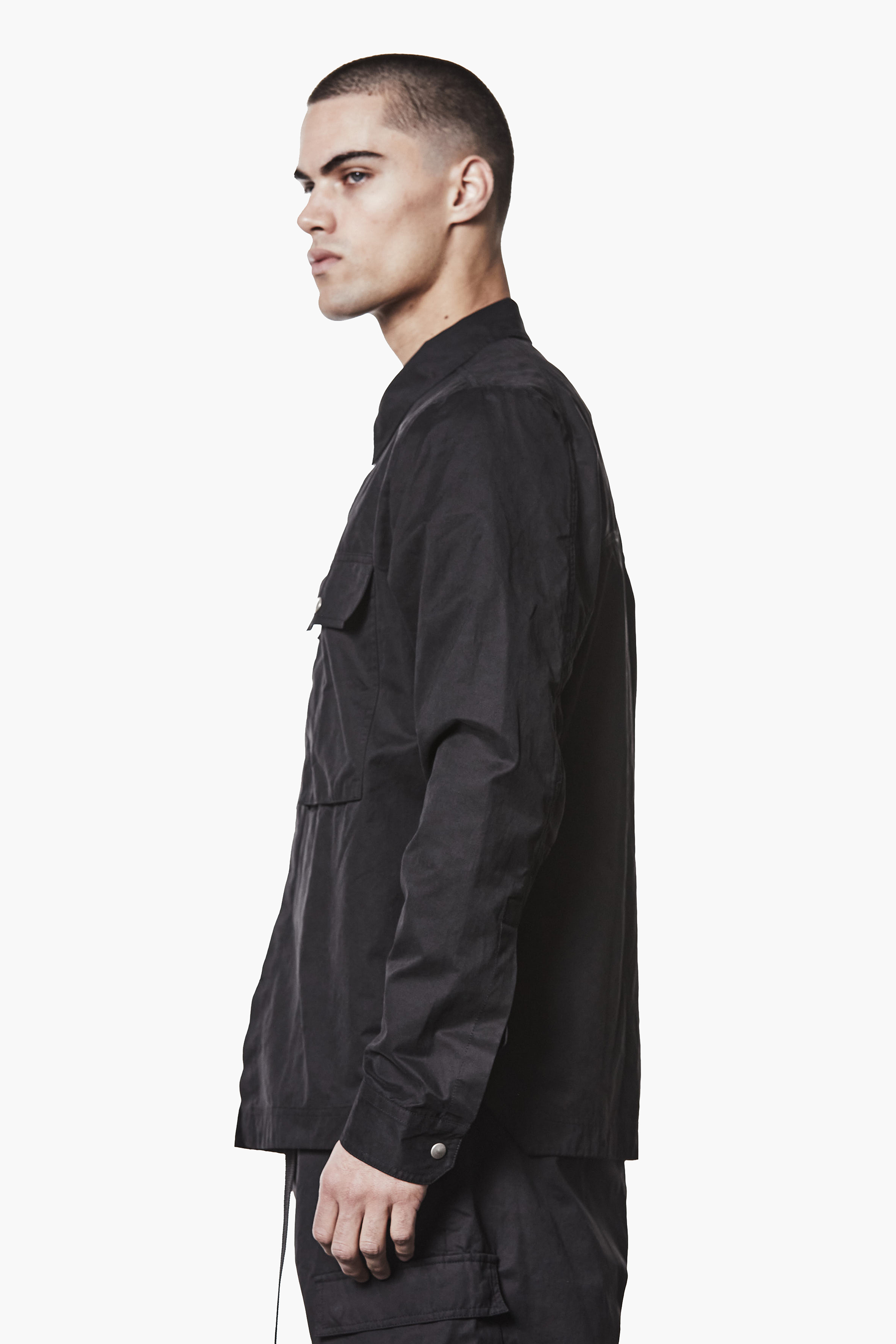 THOM KROM Regular Fit Peached Cotton Blend Overshirt Mantel, Langarm, Ärmel, Jacke, Person